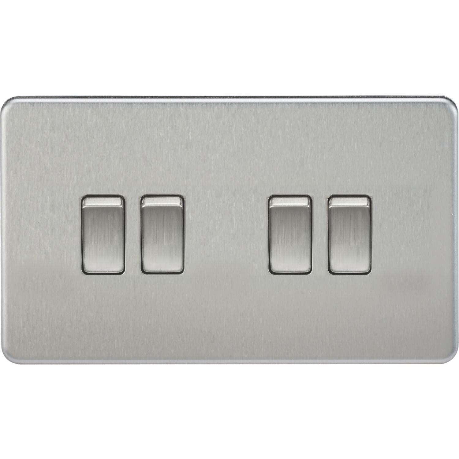 Knightsbridge 10AX 4-Gang 2-Way Light Switch Brushed Chrome (920VF)