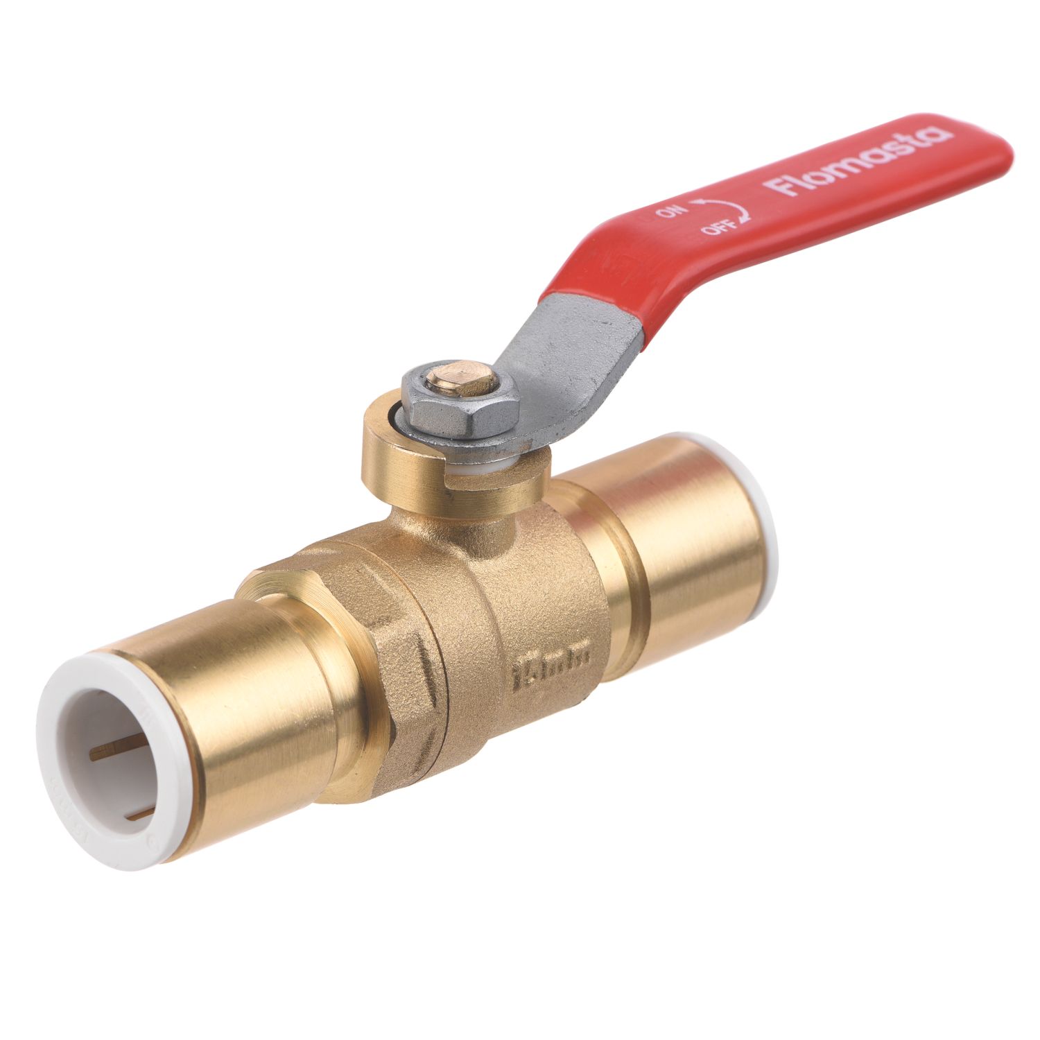 Flomasta Push-Fit Full Bore 15mm Ball Valve with Red Handle (922KR)