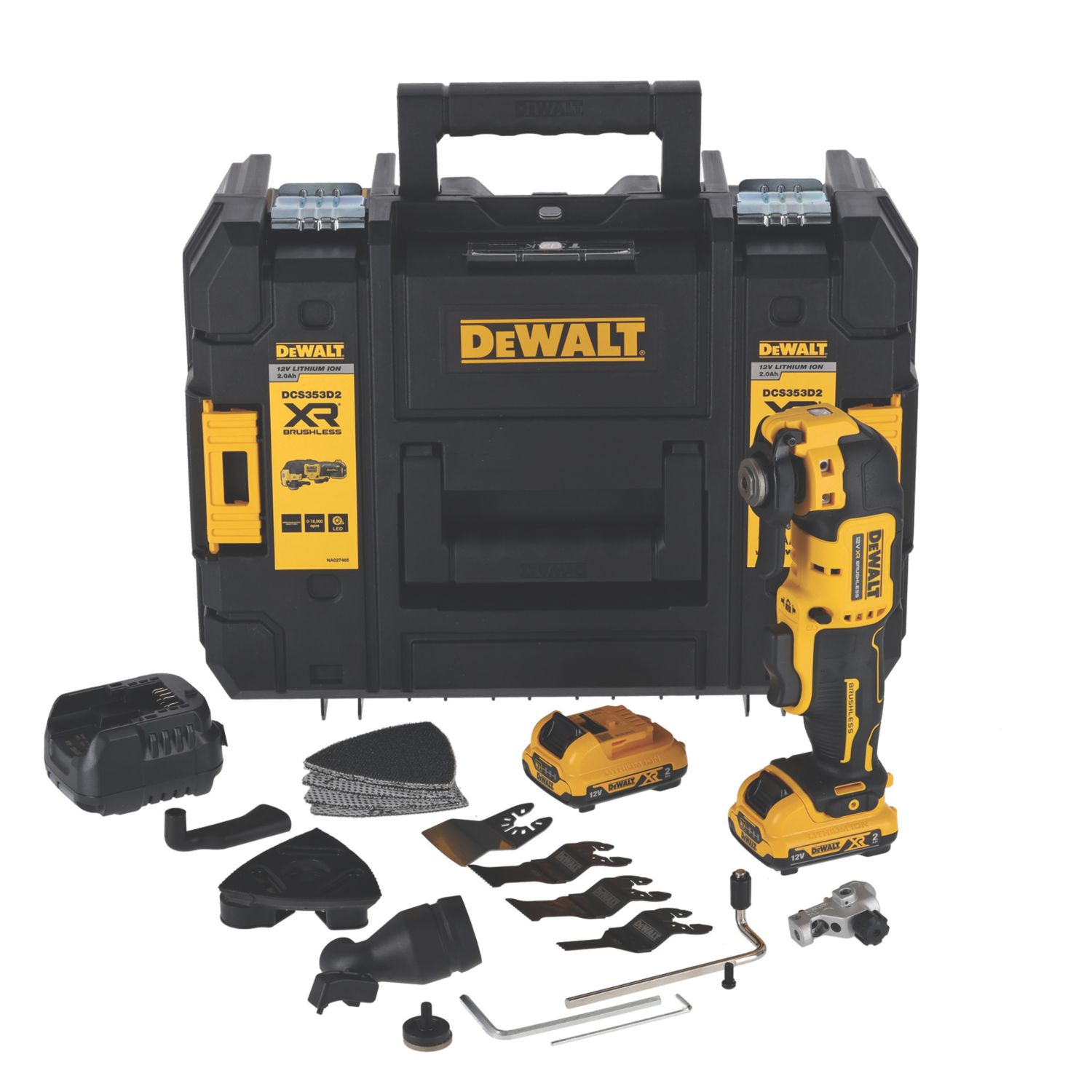 DEWALT DCS353D2T-GB 12V 2 x 2Ah Li-Ion XR Brushless Cordless Oscillating Multi Tool (922VN)