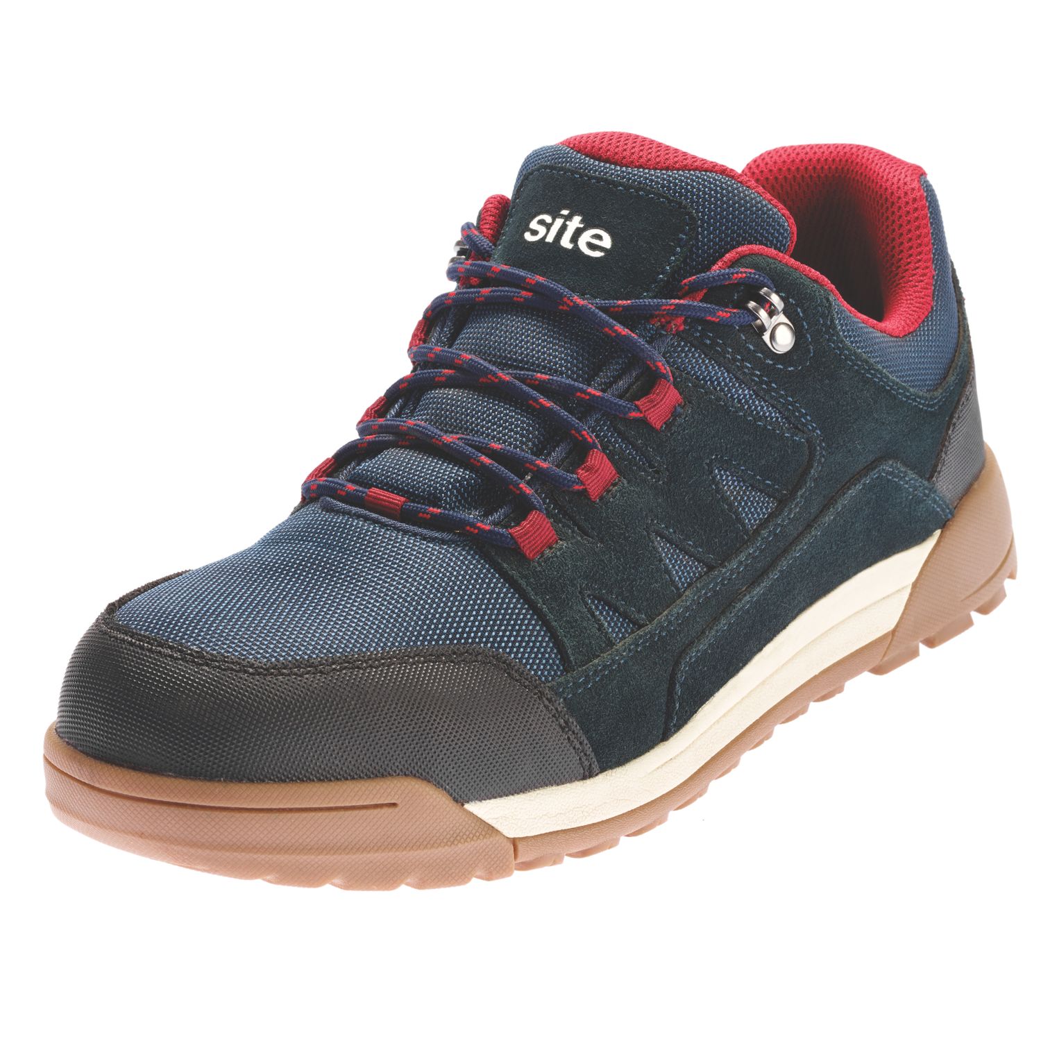 Site Scoria Size 11 Navy Blue/Red Steel Toe Cap Safety Trainers (923PT)