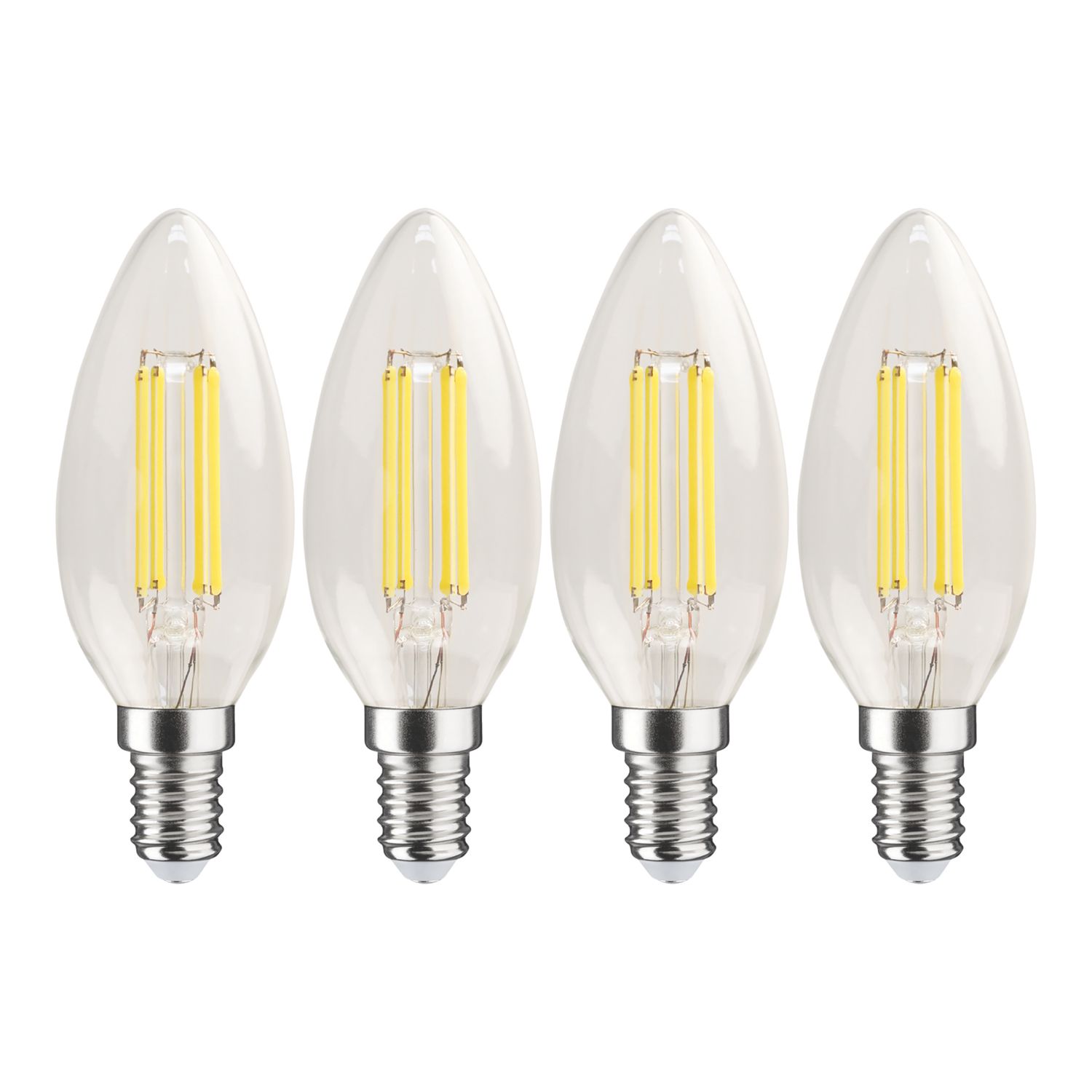 LAP E14 Candle LED Light Bulb Clear 470lm 2.9W 4 Pack (924CF)