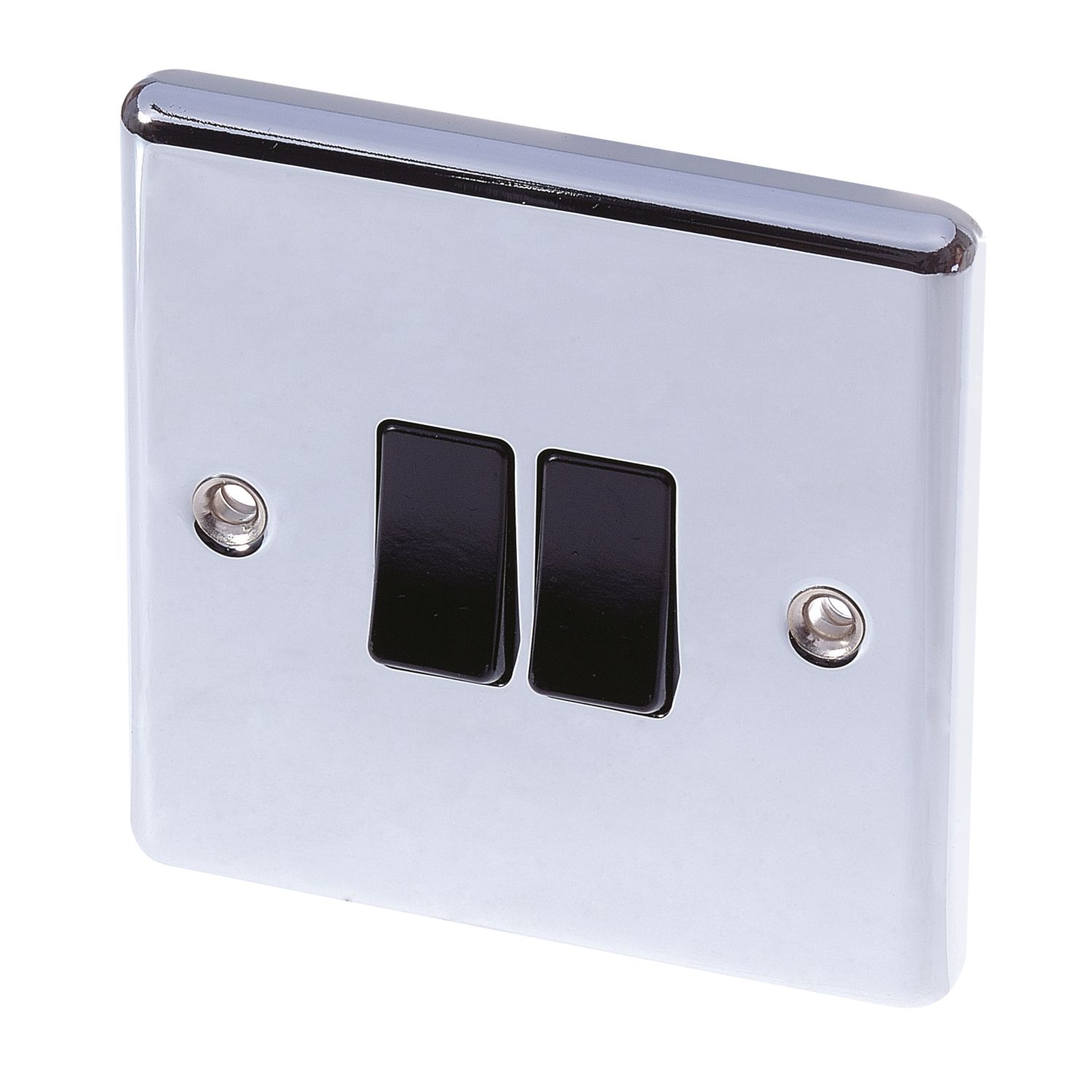 LAP 10AX 2-Gang 2-Way Light Switch Polished Chrome with Black Inserts (92805)