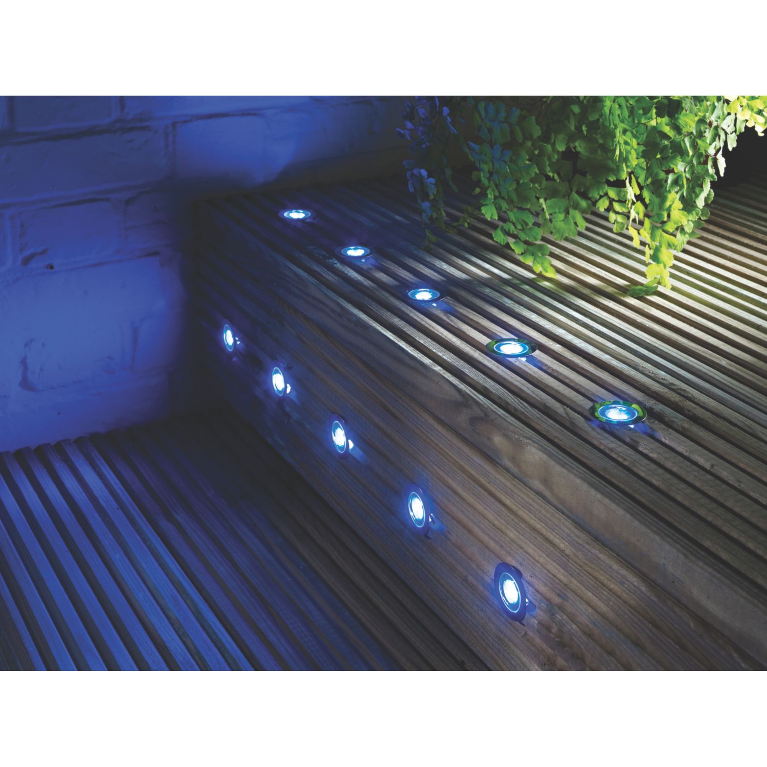 LAP Coldstrip 30mm Outdoor Blue Round LED Recessed Deck Light Kit Brushed Chrome 4.4W 10 Pack (9287X)