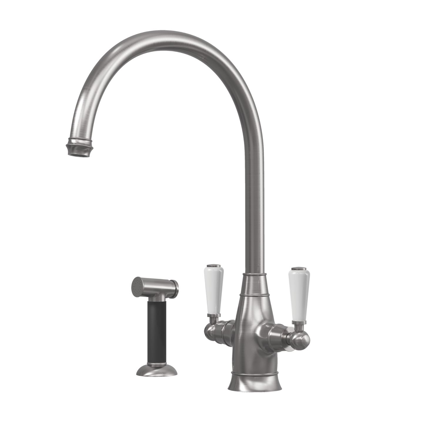 ETAL Oswald Dual Lever Kitchen Mixer with Rinse Pewter (929JL)