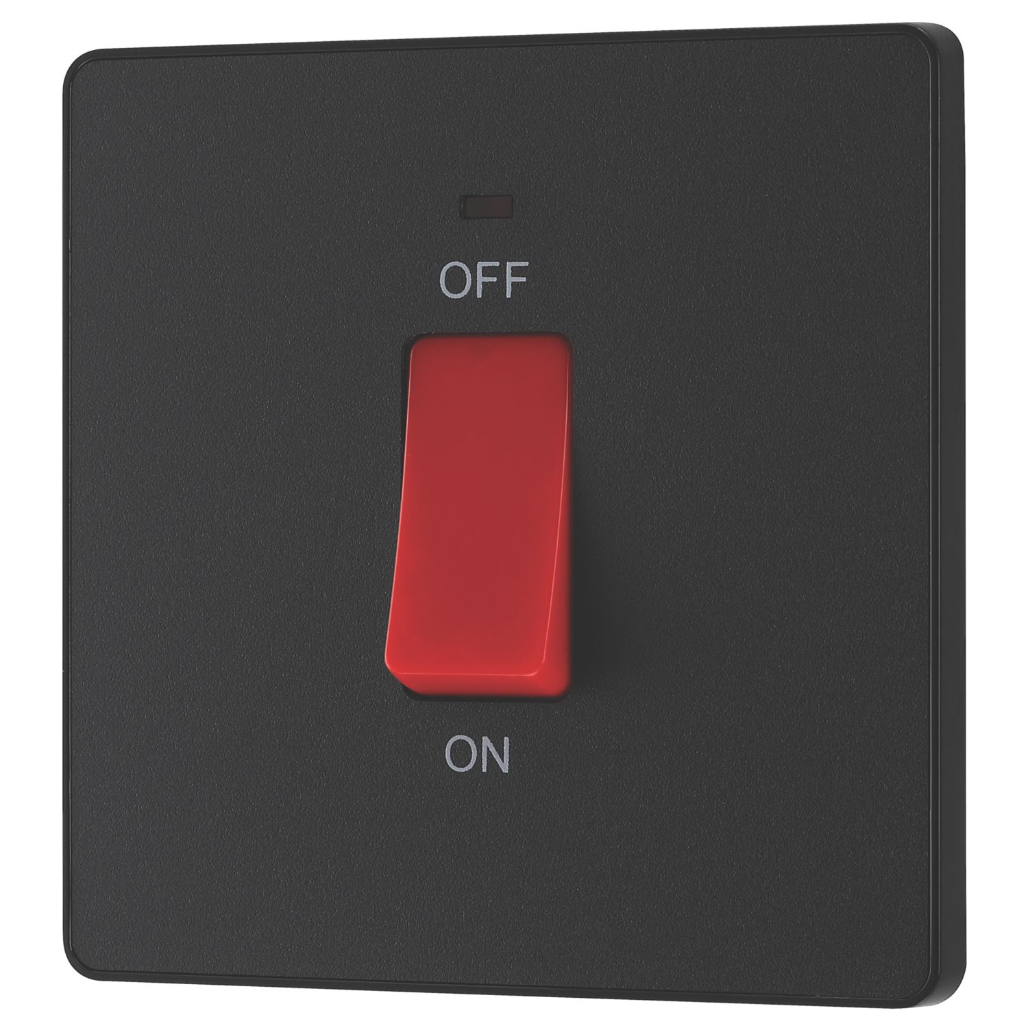 British General Evolve 45A 1-Gang 2-Pole Cooker Switch Matt Black with LED with Black Inserts (930PY)