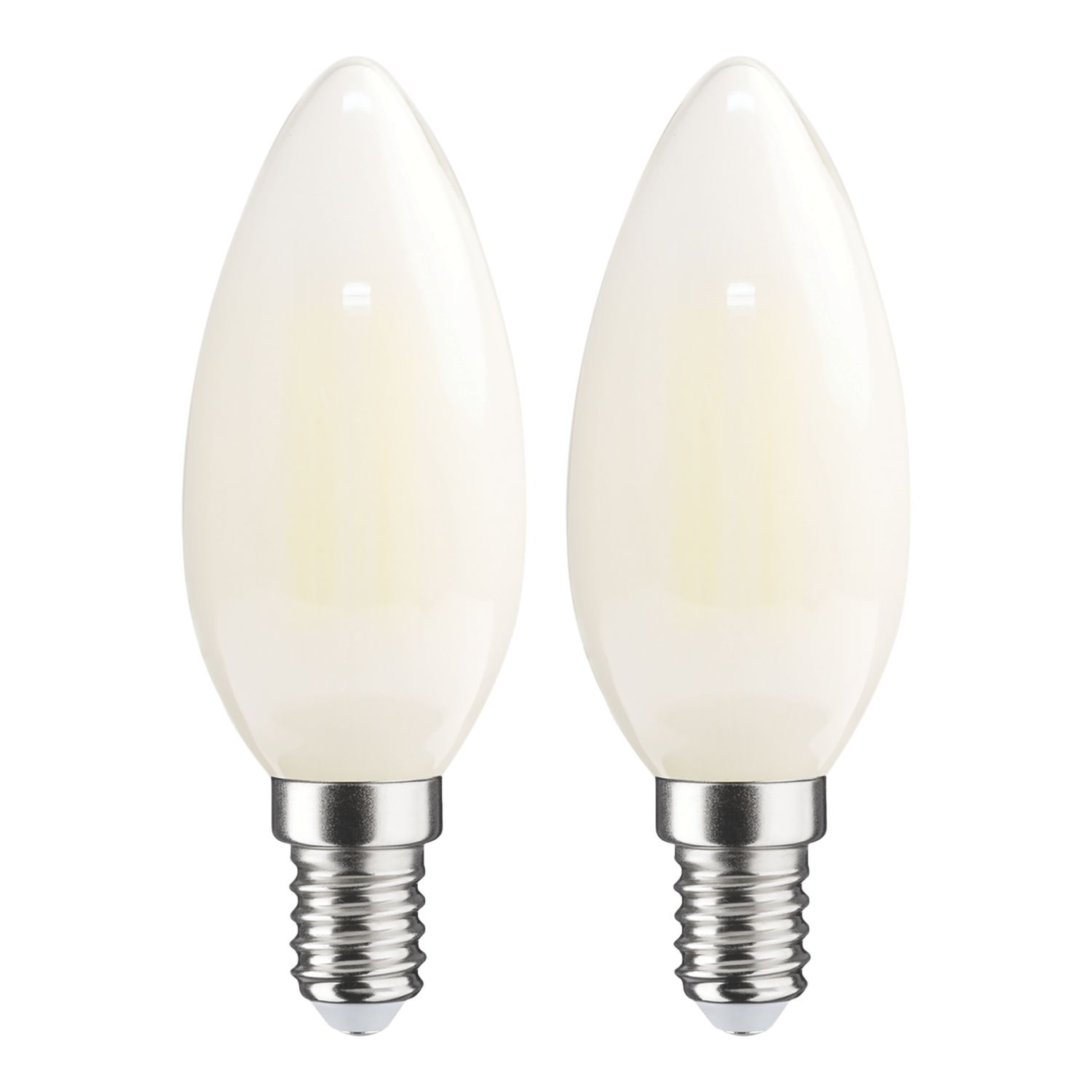 LAP E14 Candle LED Light Bulb Milky 470lm 2.2W 2 Pack (933CF)