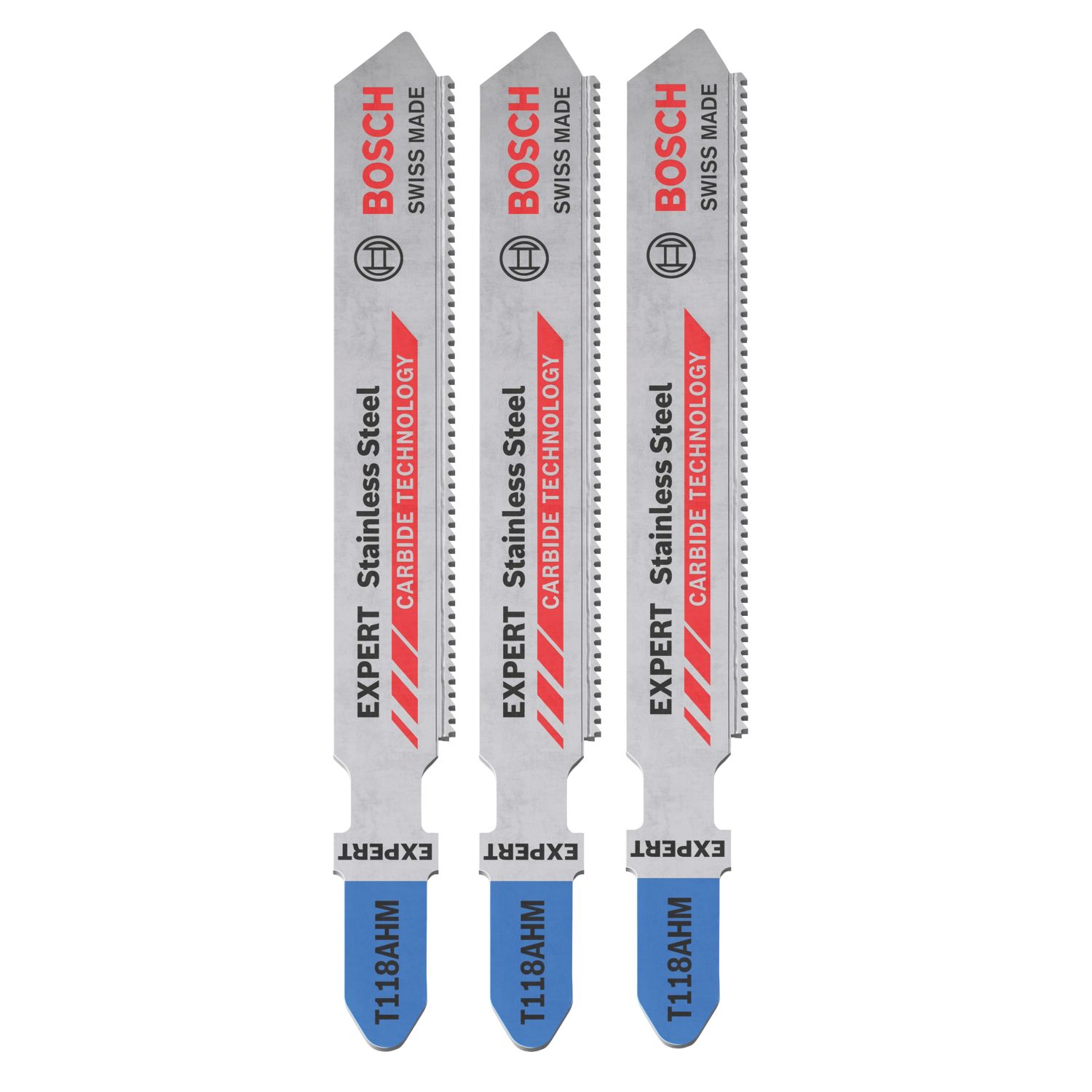 Bosch Expert T118AHM Sheet Stainless Steel Jigsaw Blades 83mm 3 Pack (933PF)
