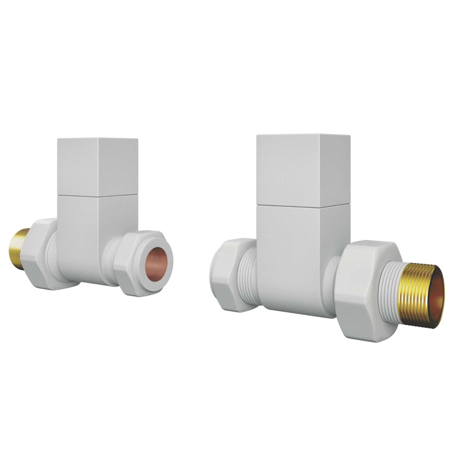 ETAL Swelt 15mm x 1/2" White Straight Designer Manual Radiator Valve Head & Body 2 Pack (933VV)