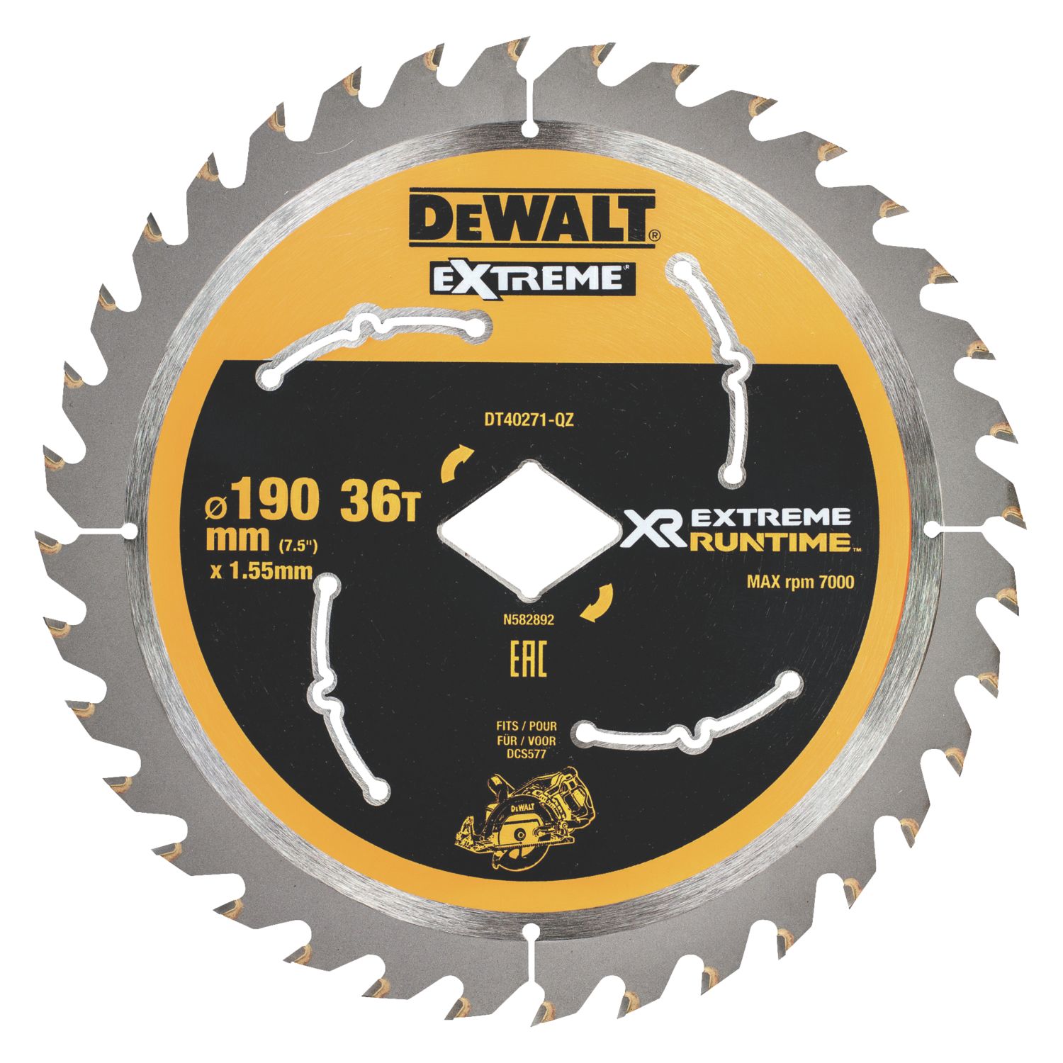 DEWALT Wood Circular Saw Blade 190mm x 30mm 36T (934HJ)