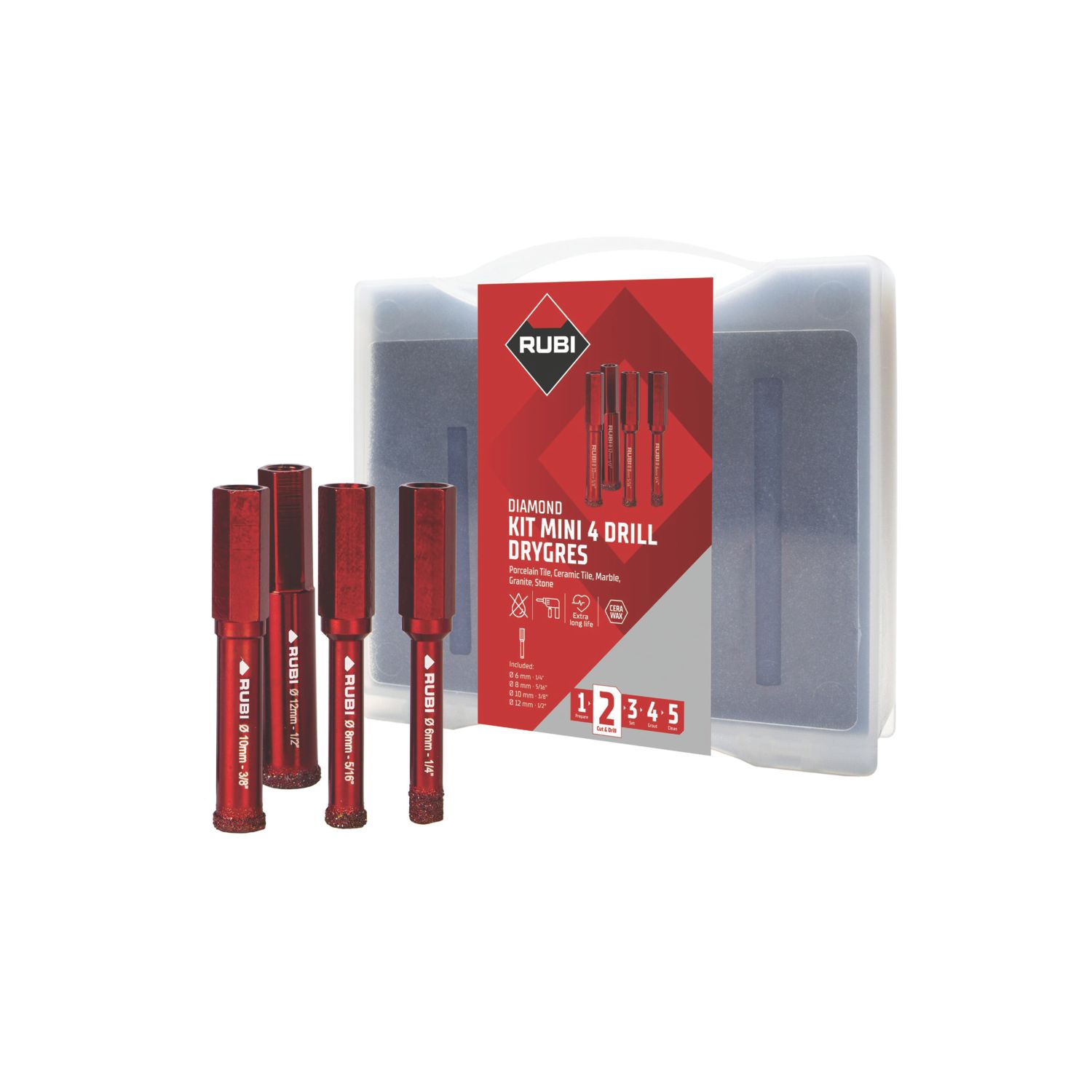 Rubi Drygres 4Drill Dry-Cut Diamond Bit Set 4 Pcs (935TF)