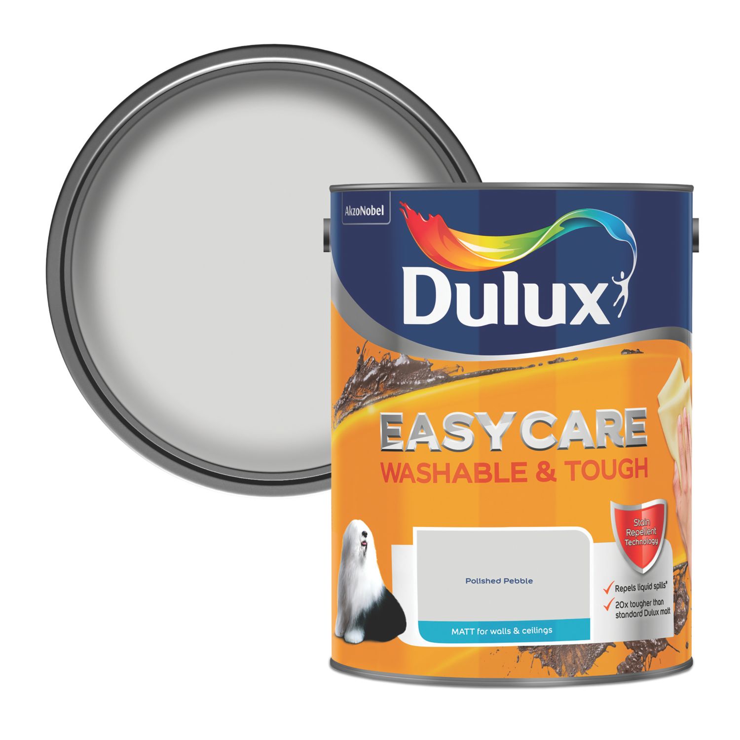 Dulux EasyCare Washable & Tough 5Ltr Polished Pebble Matt Emulsion Paint (936AX)