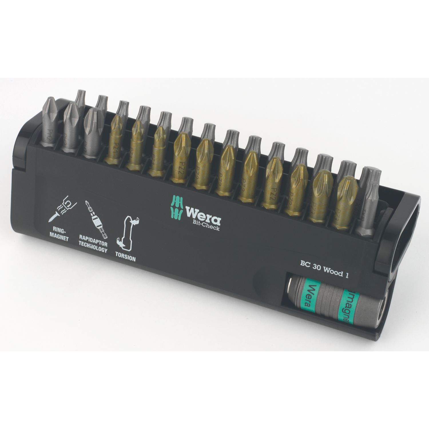 Wera Bit-Check 30 Wood 1 1/4" Hex Shank Mixed Bit Set 30 Pieces (939FU)