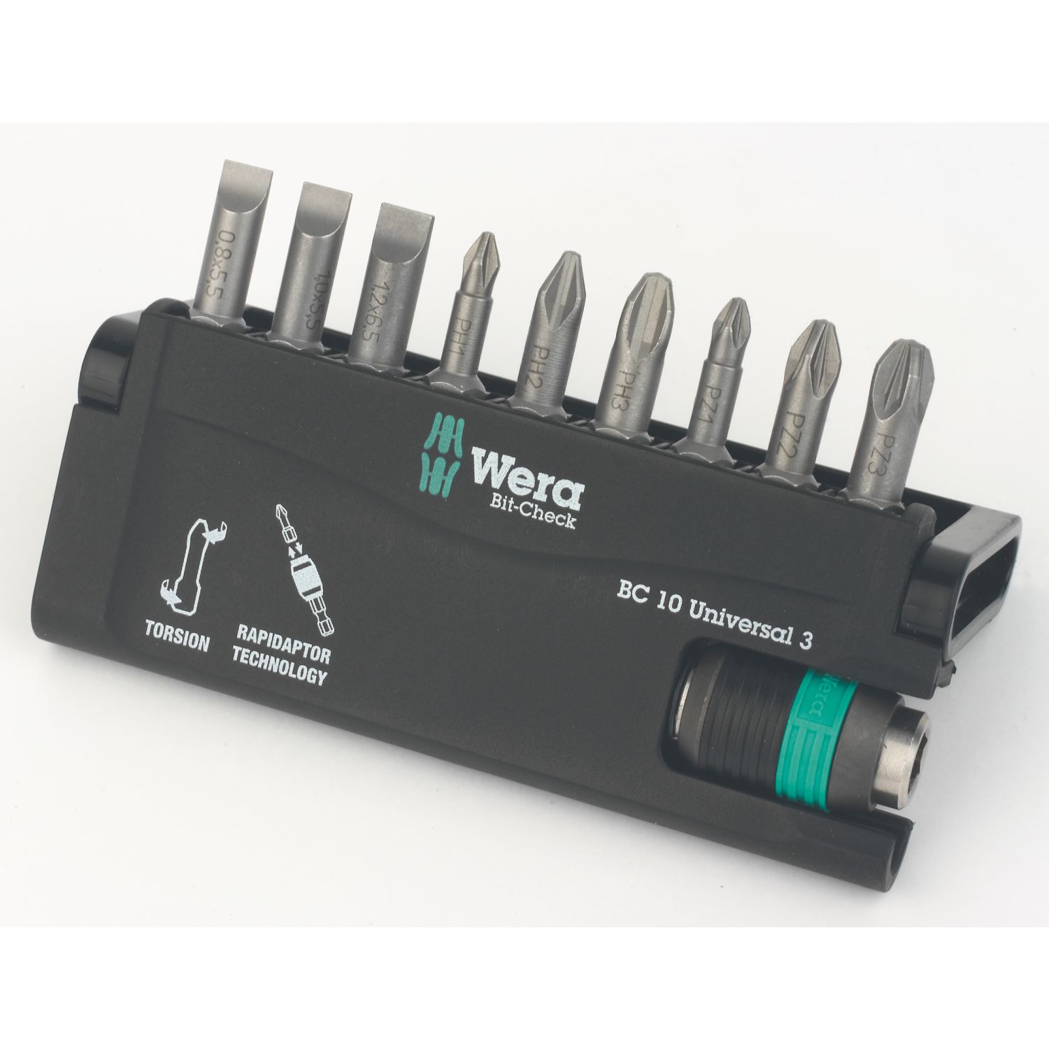Wera Bit-Check 10 Universal 3 1/4" Hex Shank Mixed Bit Set 10 Pieces (939FW)