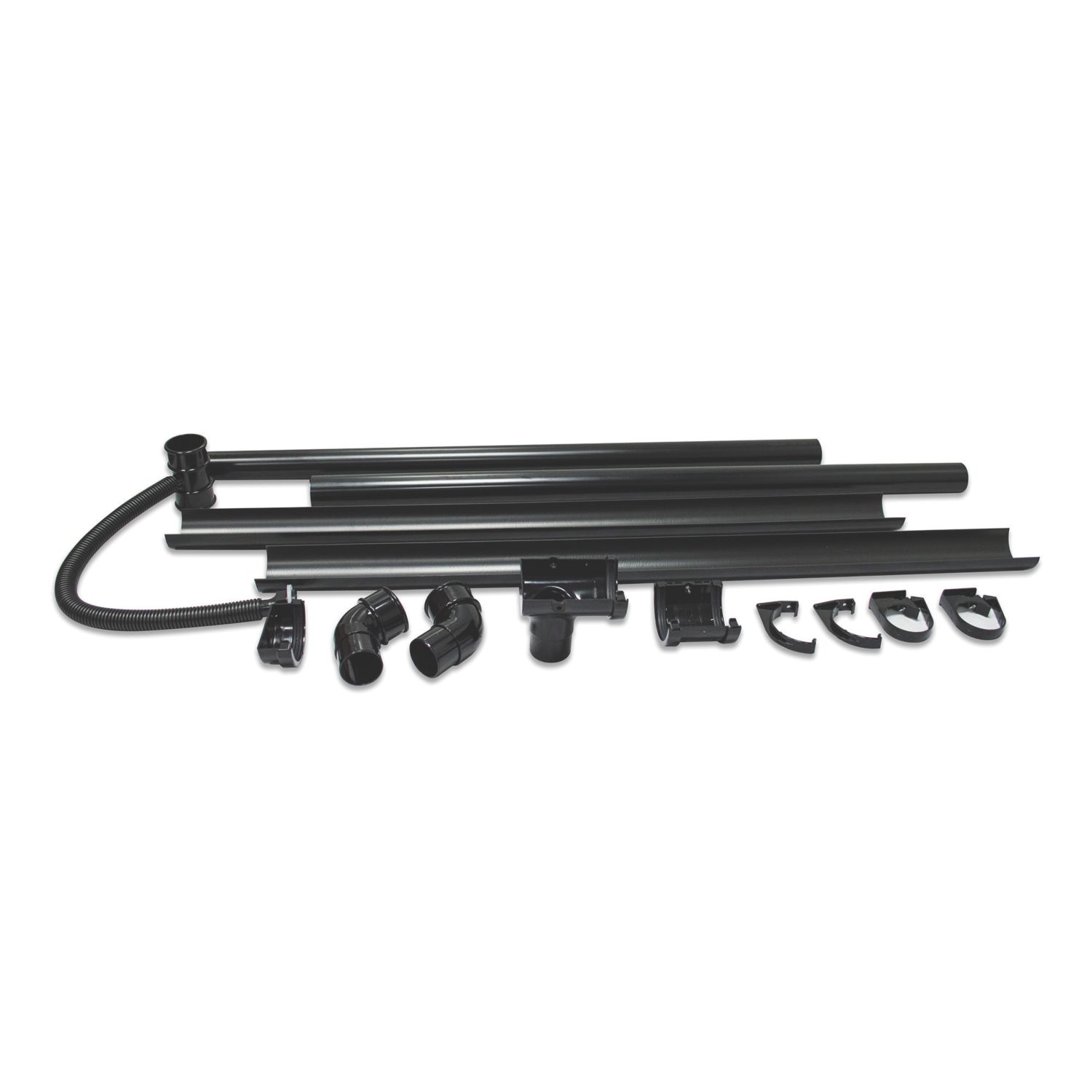 FloPlast Miniflo Round Half-Shed Water Butt Guttering Pack Black 14 Pieces (9400J)