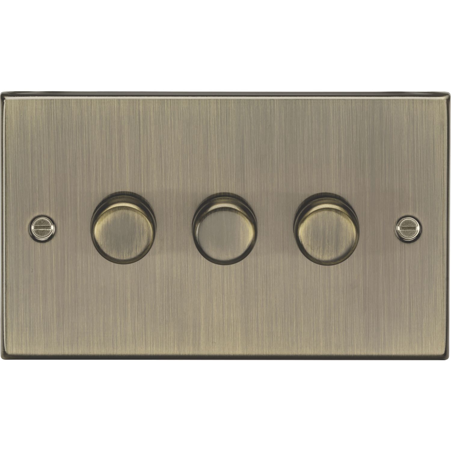 Knightsbridge 3-Gang 2-Way LED Intelligent Dimmer Switch Antique Brass (940PX)