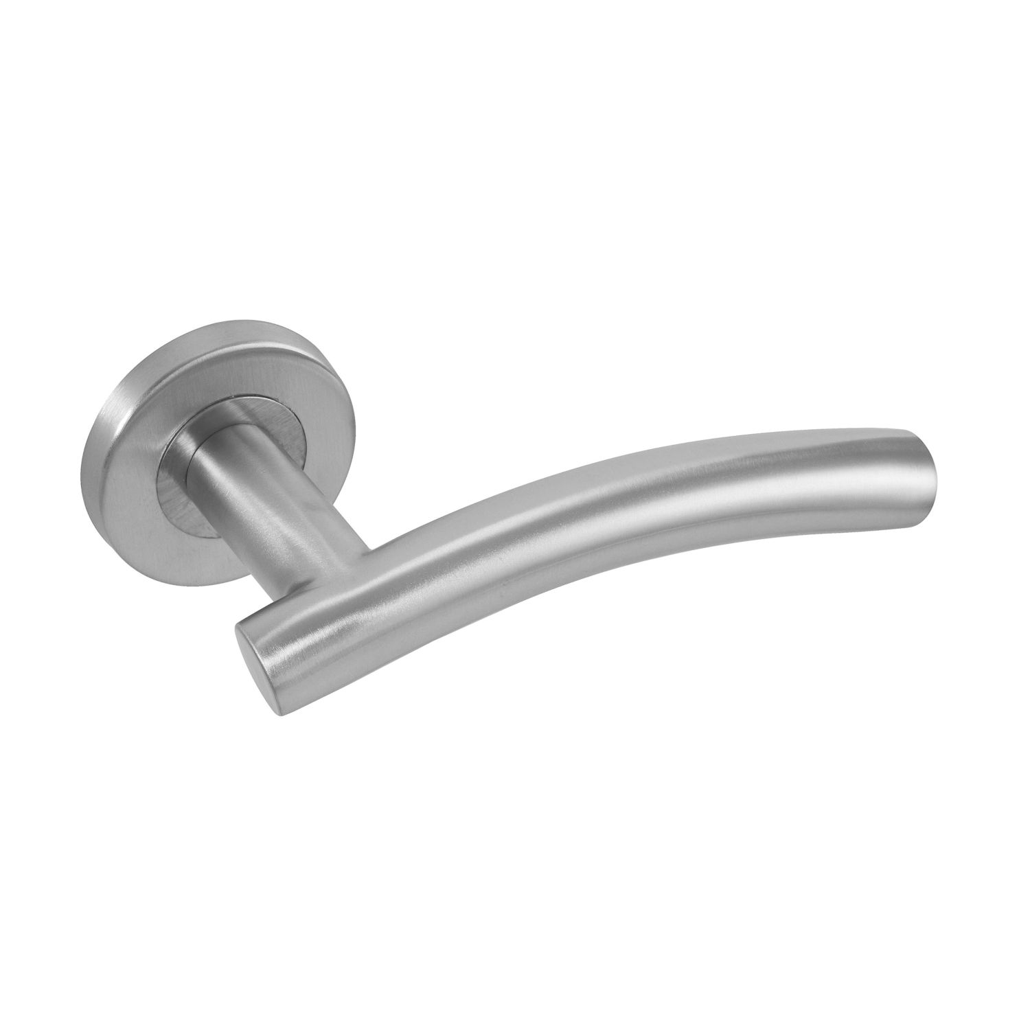 Eclipse Insignia Arched Fire Rated Lever on Rose Door Handle Pair Satin Stainless Steel (941KW)