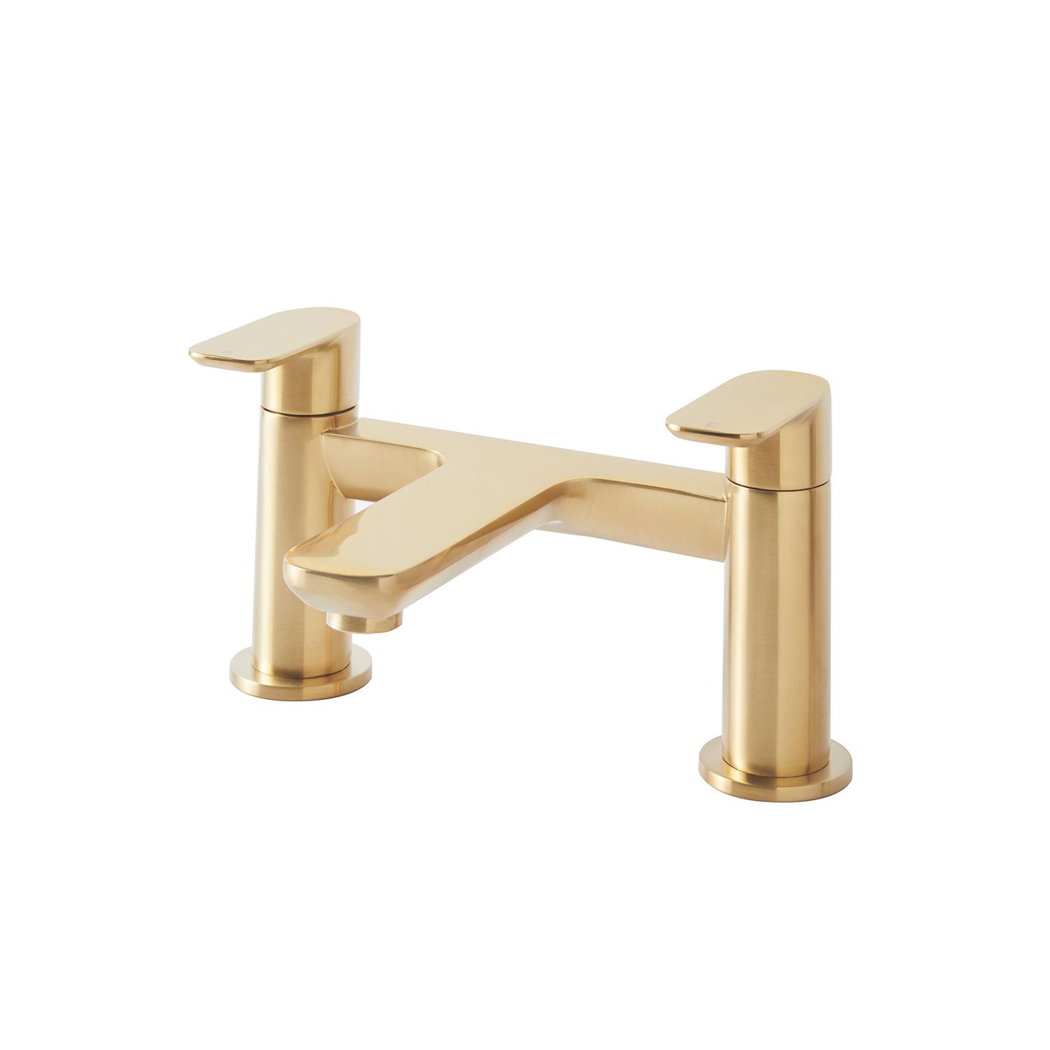 Highlife Bathrooms Rona Brushed Brass 120mm Deck Mounted Lever 2 Tap Holes Bath Mixer Tap (945HL)