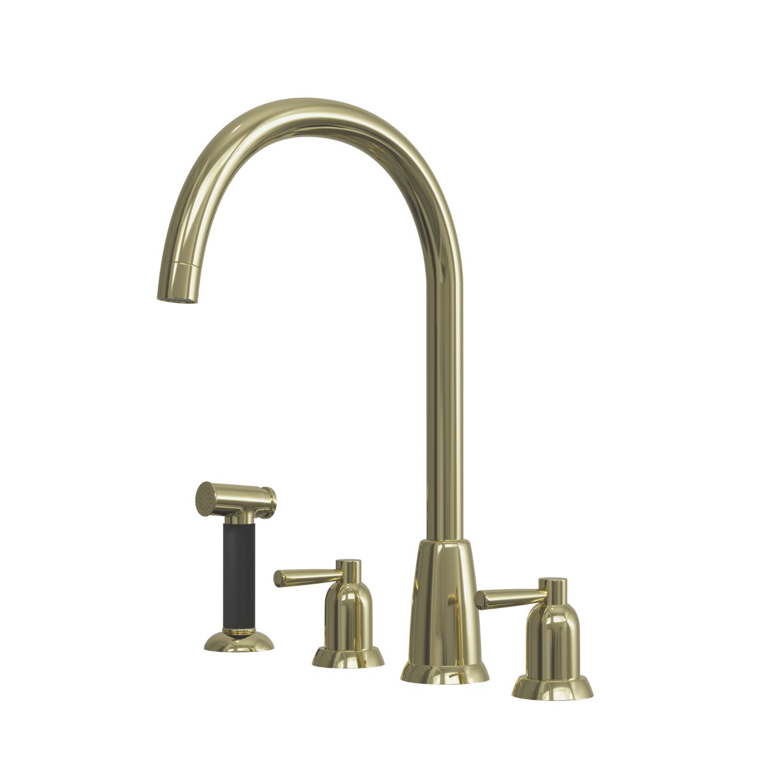 ETAL Cuthbert Dual Lever 4-Hole Kitchen Tap with Rinse Polished Brass (945JL)