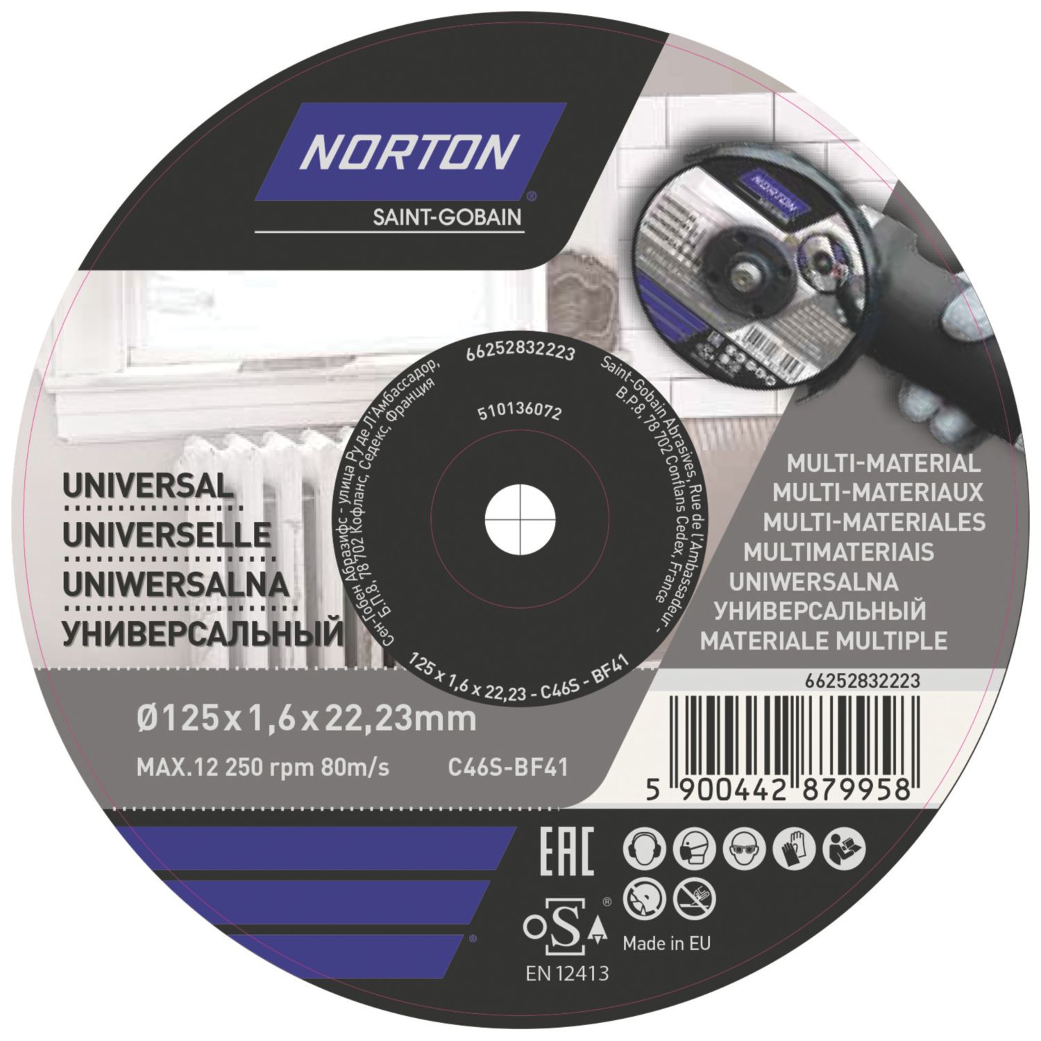 Norton Multi-Material Cutting Discs 125mm (5") x 22.23mm 5 Pack (946FK)