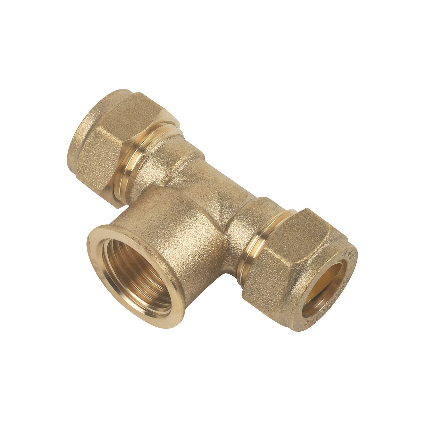 Flomasta Brass Compression Adapting Tee 15mm x 15mm x 1/2" (94799)