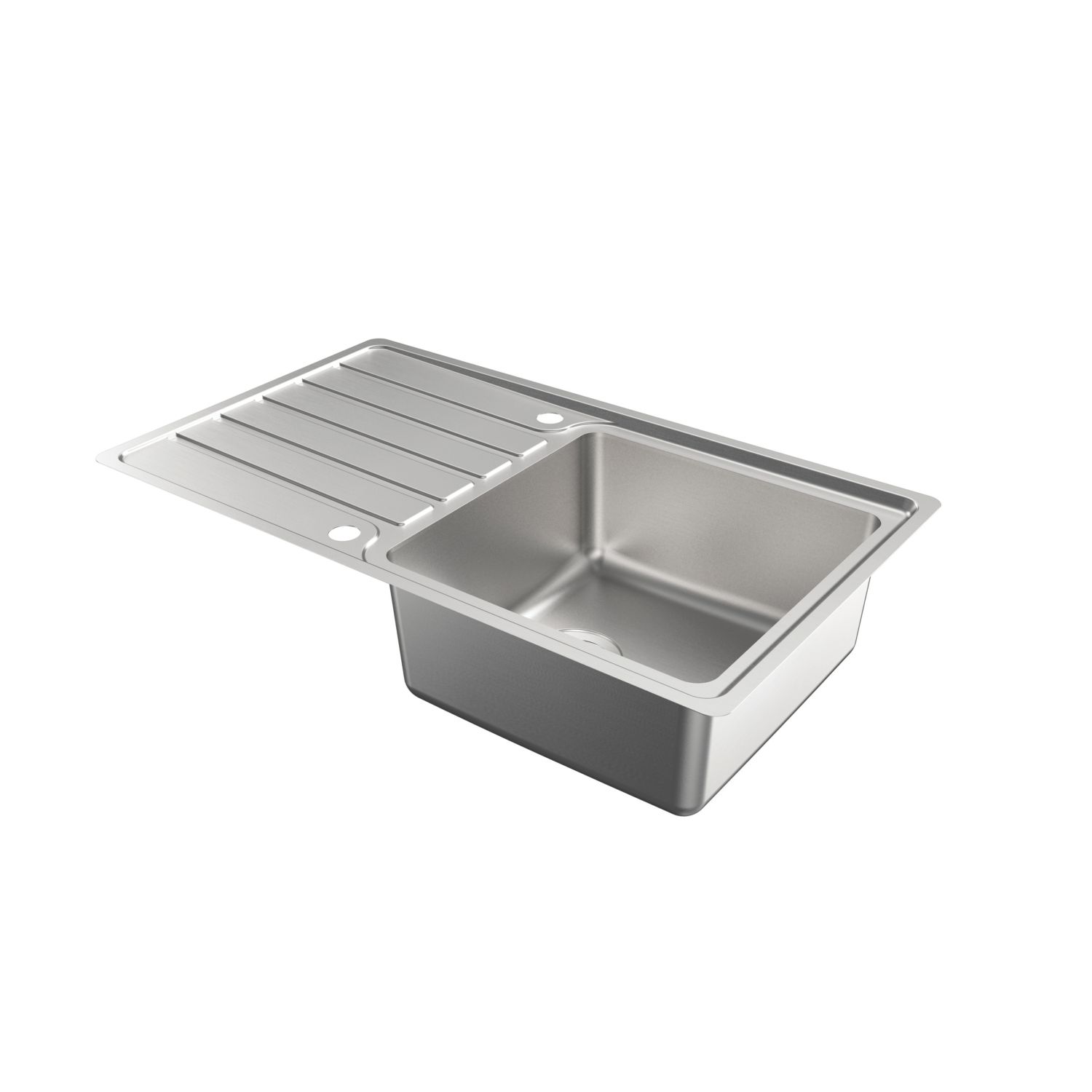 Swirl Canche 1 Bowl Polished Stainless Steel Sink 865mm x 505mm (947AH)