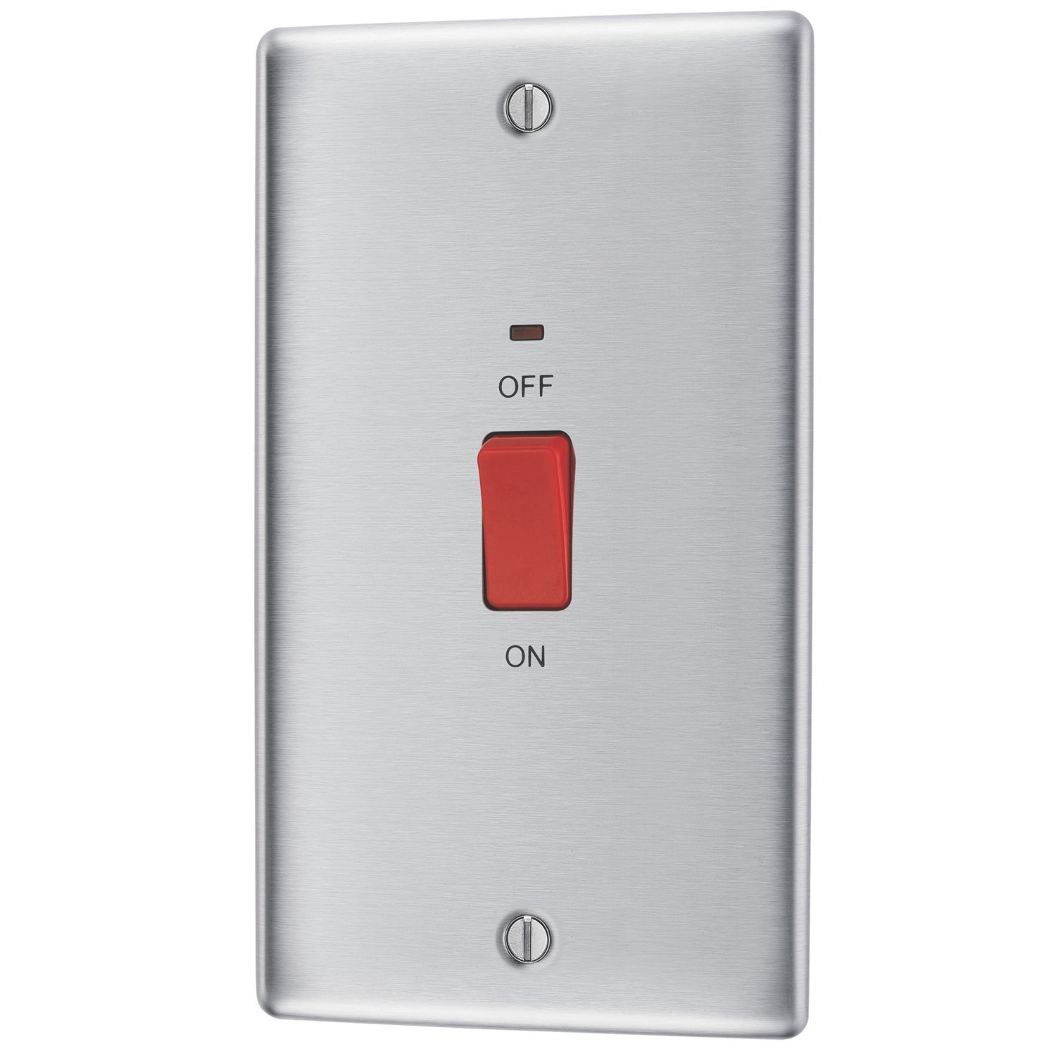 British General Nexus Metal 45A 1-Gang DP Cooker Switch Brushed Steel with LED (947HK)