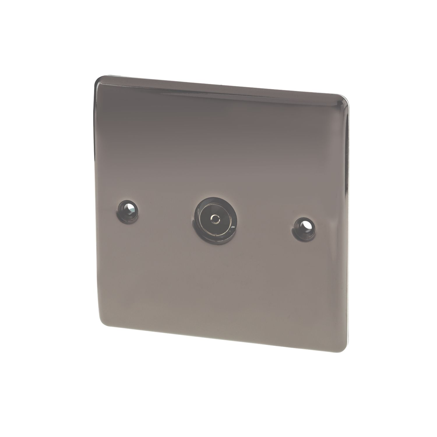 British General Nexus Metal 1-Gang Coaxial TV Socket Black Nickel (94965)