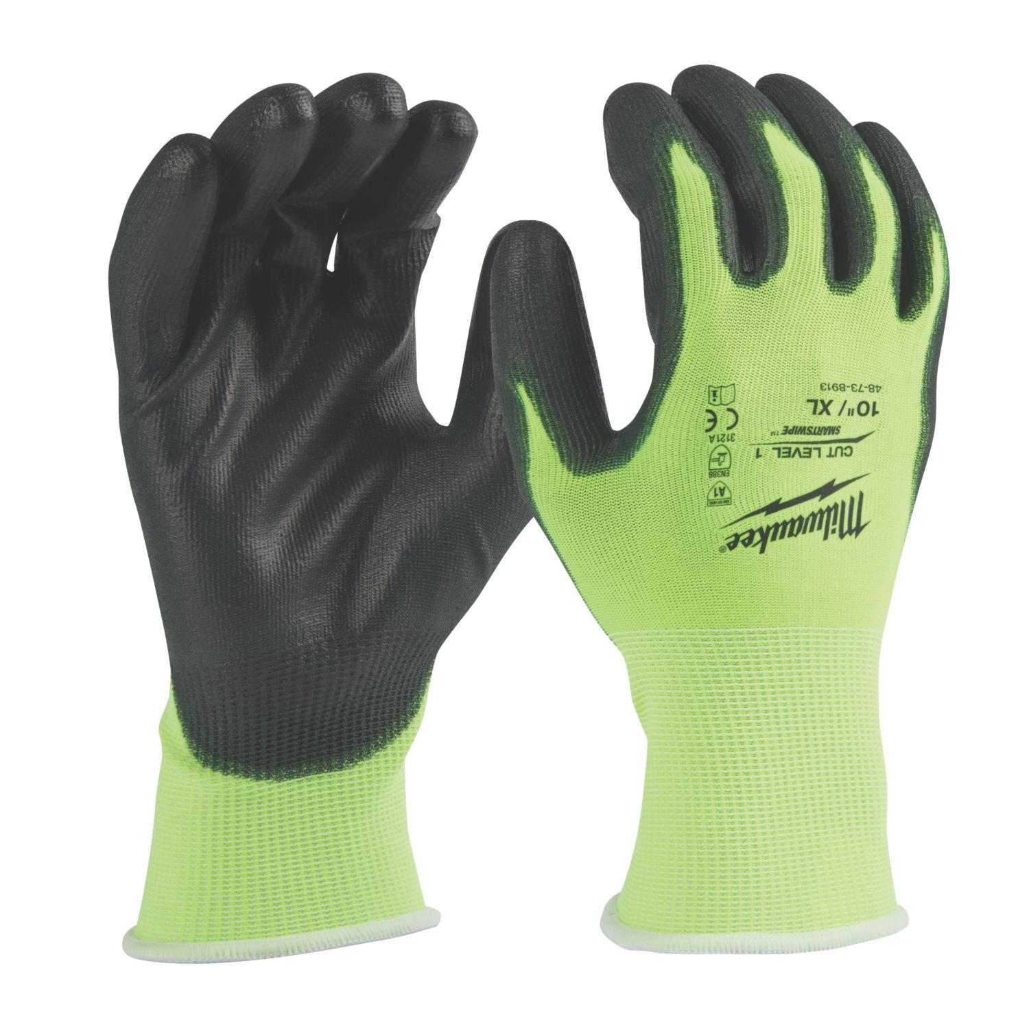 Milwaukee Hi-Vis Cut Level 1/A Gloves Fluorescent Yellow X Large (950GC)