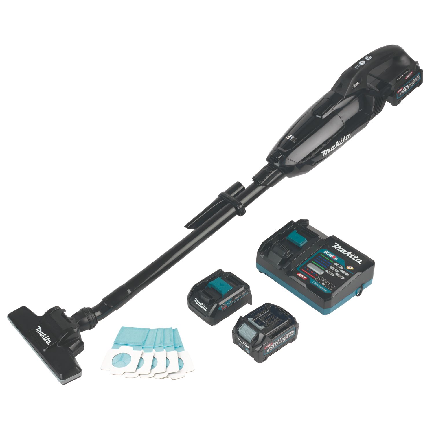 Makita CL002GD206 40V 2 x 2.5Ah Li-Ion XGT Brushless Cordless 4-Speed Vacuum Cleaner (950RF)
