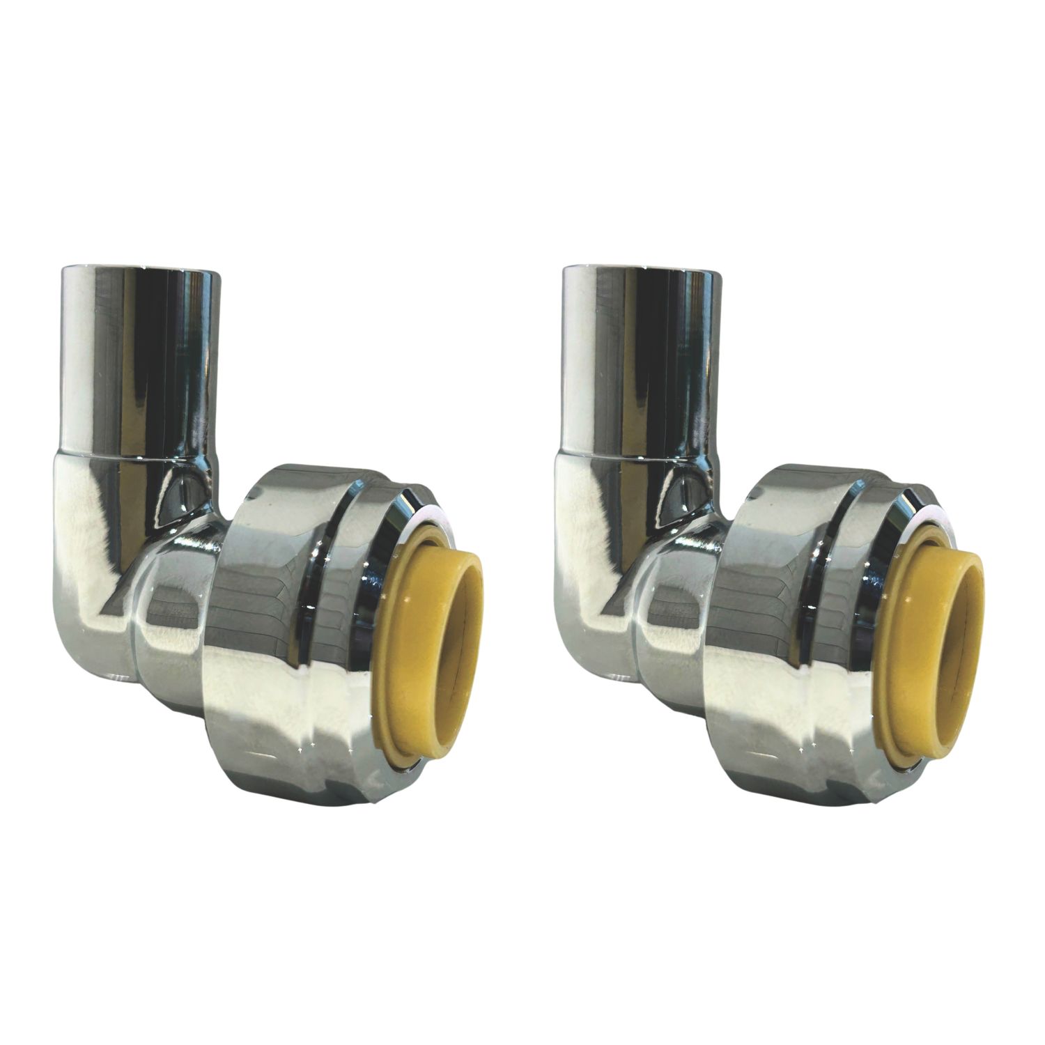 ETAL Brass Push-Fit Equal 90° Chrome Stem Elbow 15mm 2 Pack (950YU)