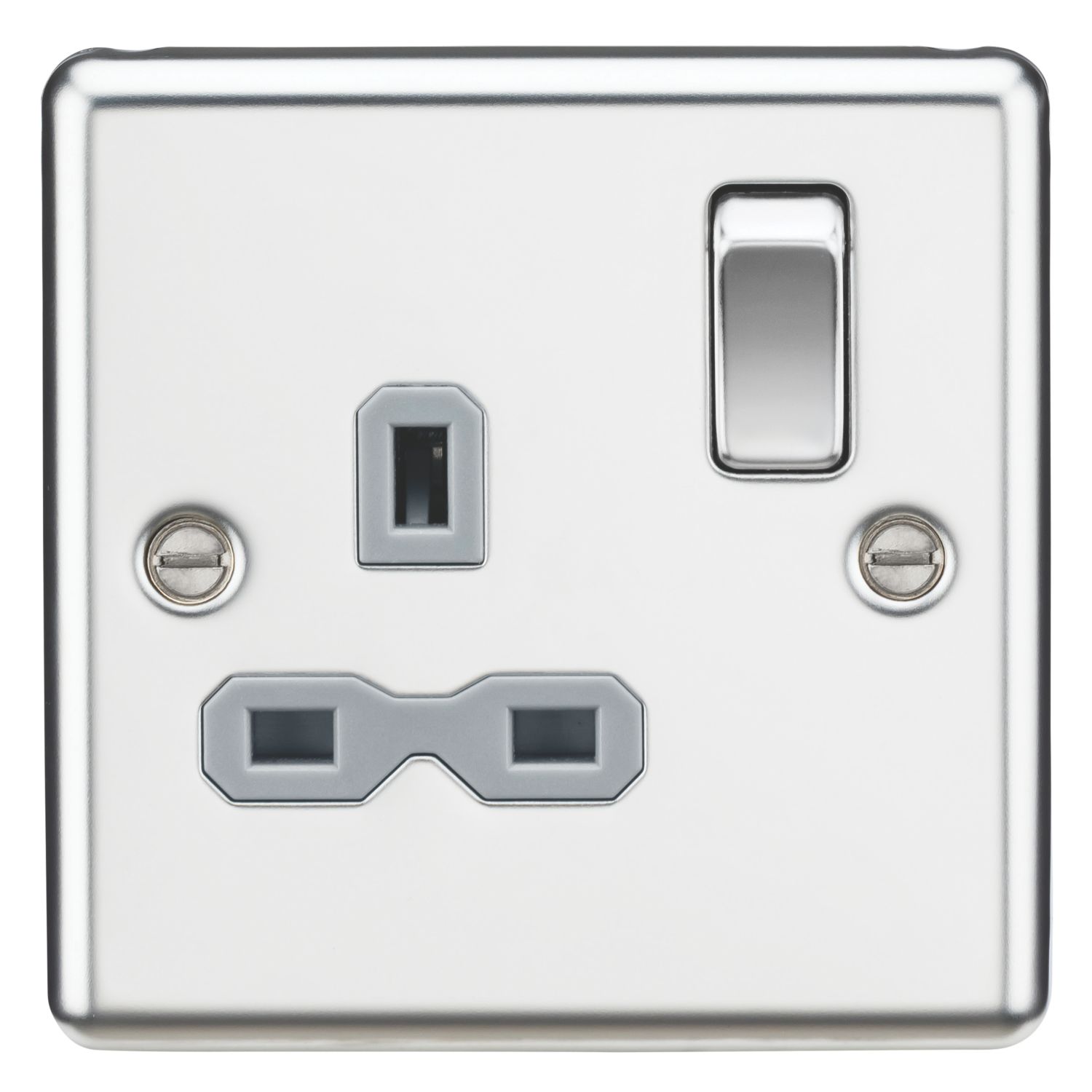 Knightsbridge 13A 1-Gang DP Switched Single Socket Polished Chrome with Colour-Matched Inserts (951TY)