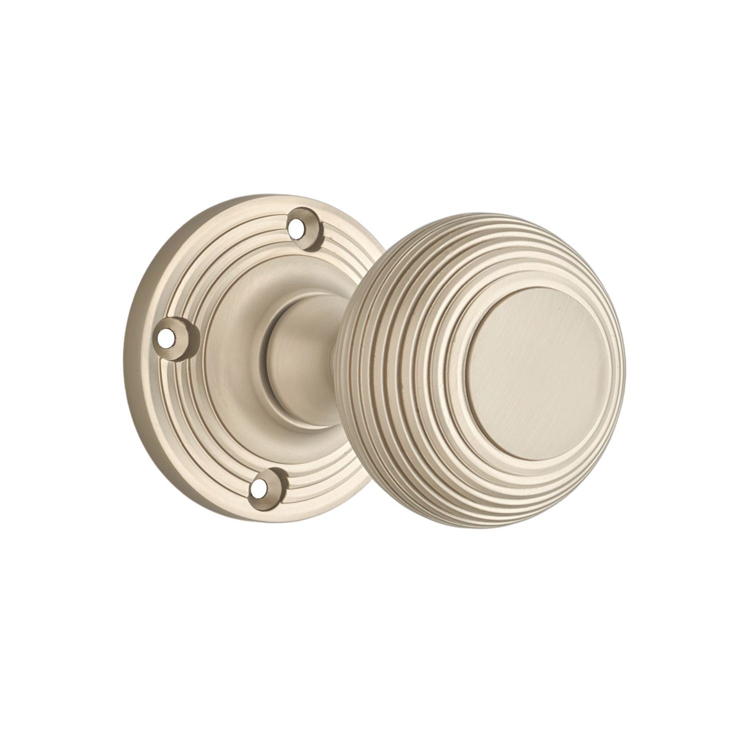 Designer Levers Beehive Door Knob Pair Brushed Nickel 60mm (952KK)