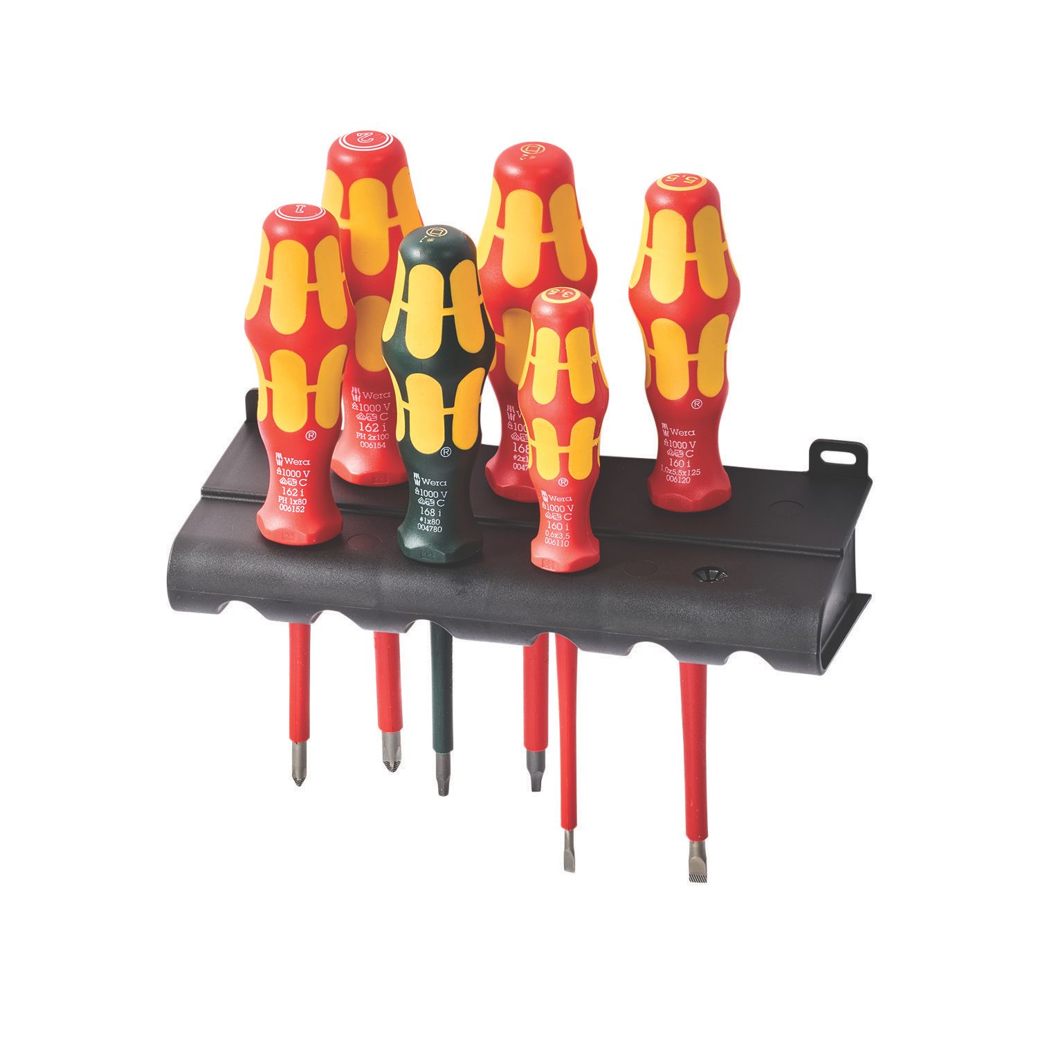 Wera Kraftform Plus 160 i/168 i/6 Rack Mixed VDE Screwdriver Set 6 Pieces (954XX)