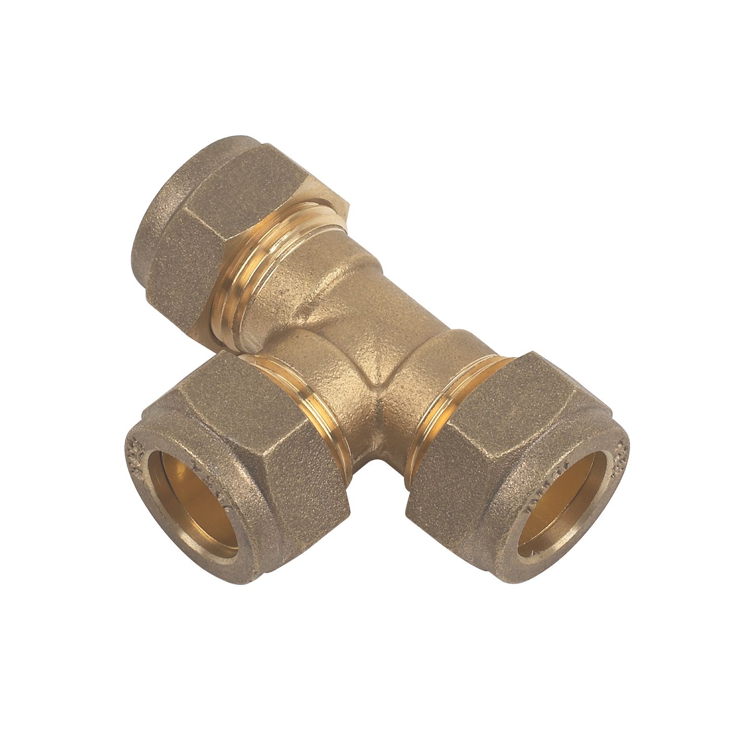 Flomasta Brass Compression Equal Tees 15mm 2 Pack (95632)