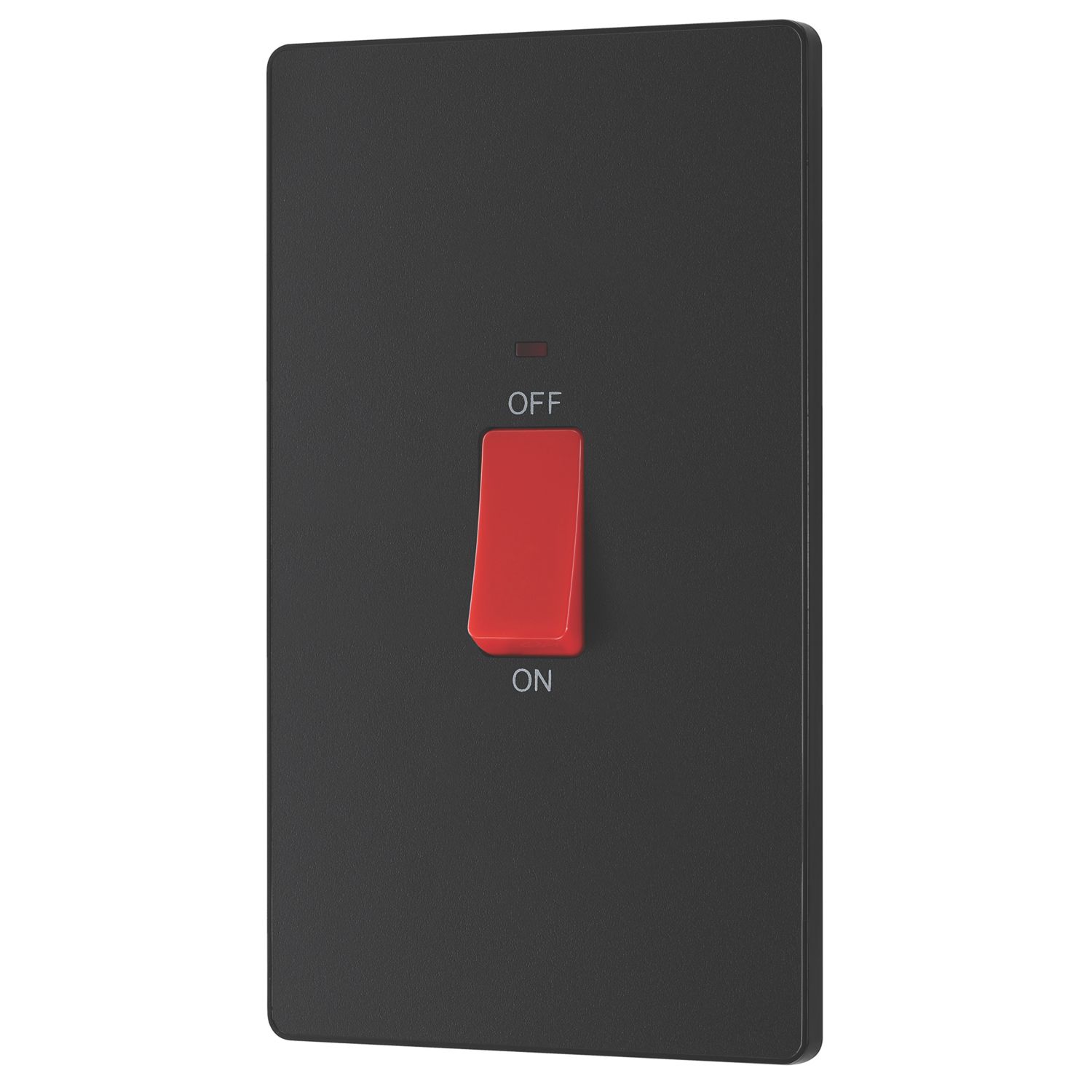 British General Evolve 45A 1-Gang 2-Pole Cooker Switch Matt Black with LED with Black Inserts (956PY)