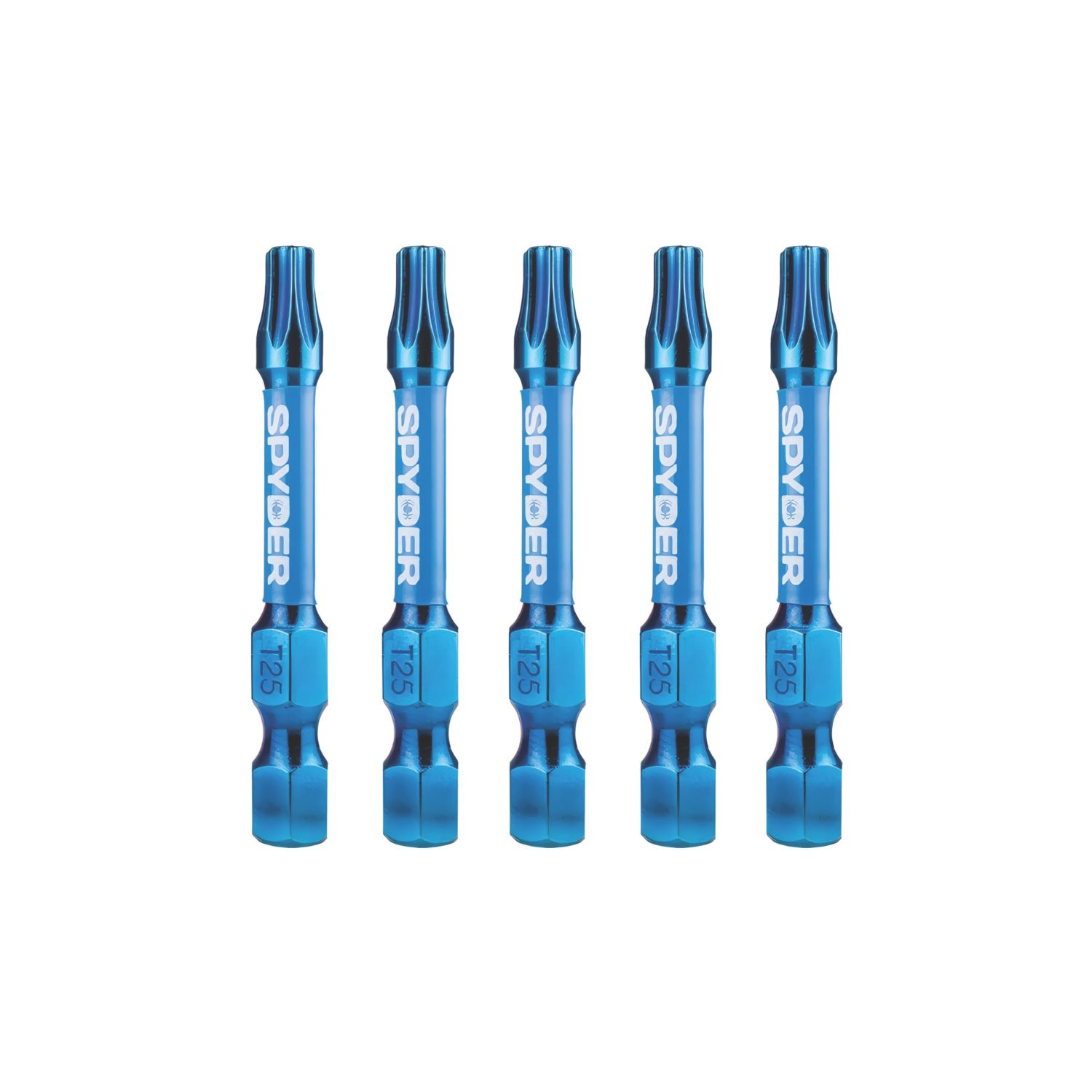 Spyder Mach-Blue 1/4" 50mm Hex Shank TX25 Impact Driver Bits 5 Pack (958CX)