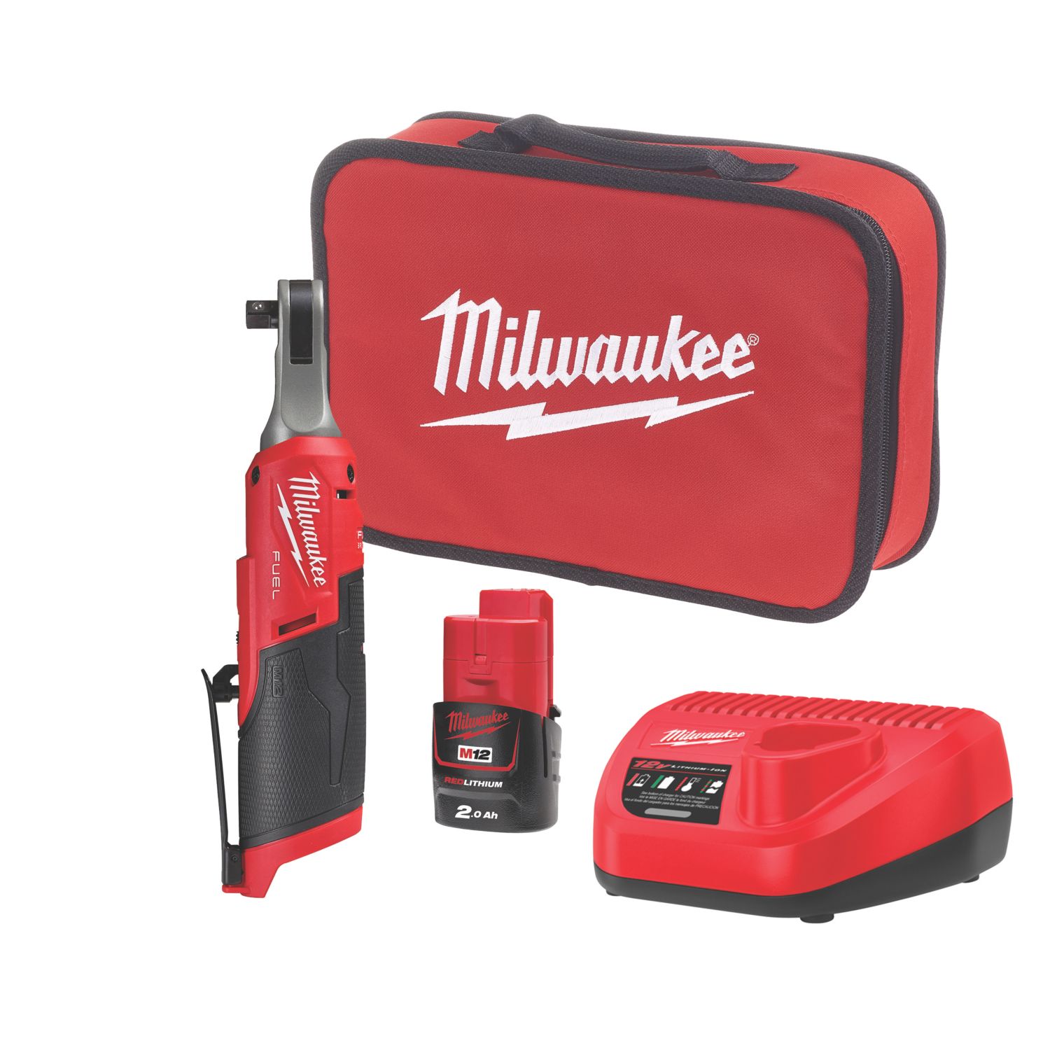 Milwaukee M12 FHIR38-201B FUEL 12V 1 x 2.0Ah Li-Ion RedLithium Brushless Cordless High Speed Ratchet (958GE)