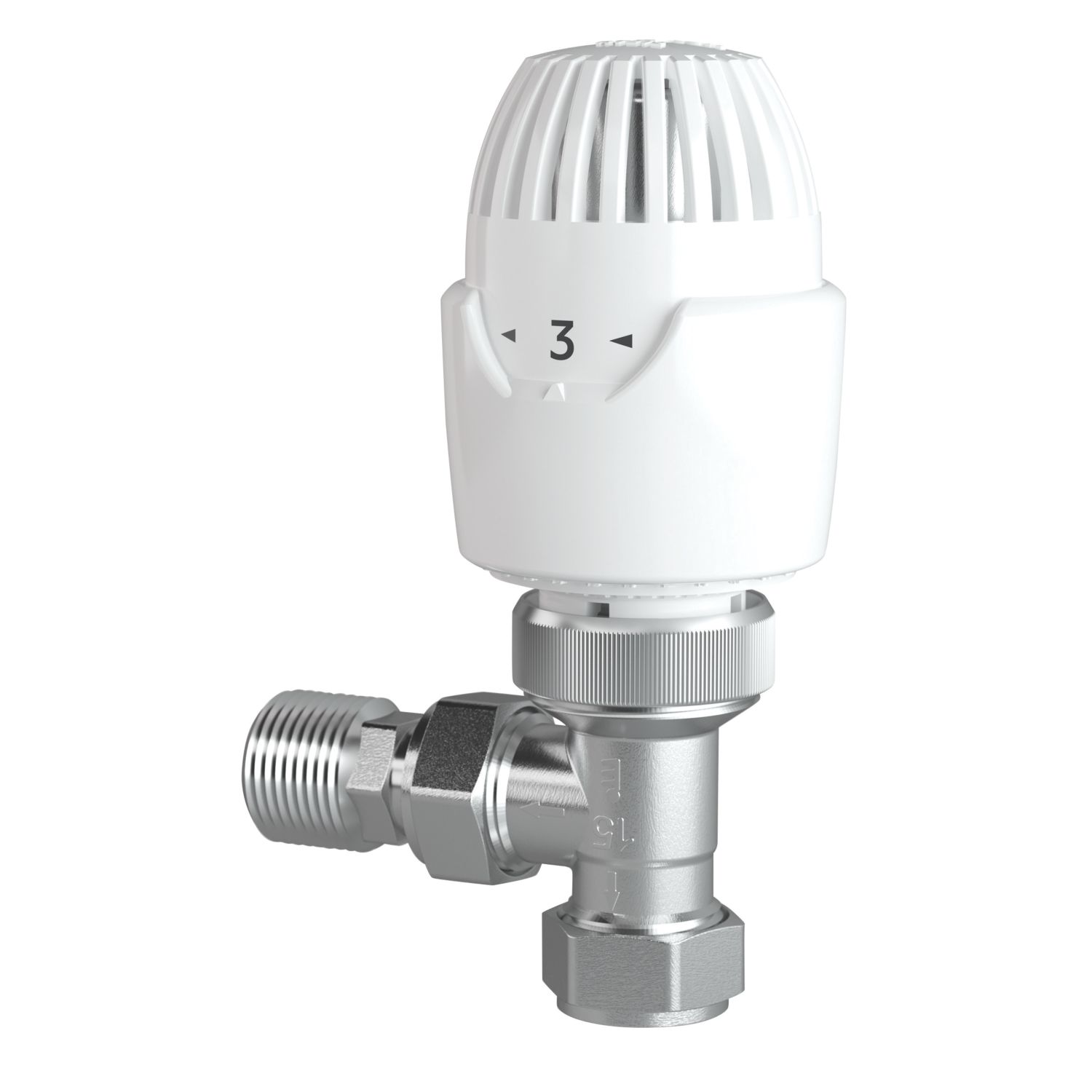 Drayton RT212 15mm x 1/2" White/Chrome Angled Traditional Thermostatic Radiator Valve Head & Body (958HG)