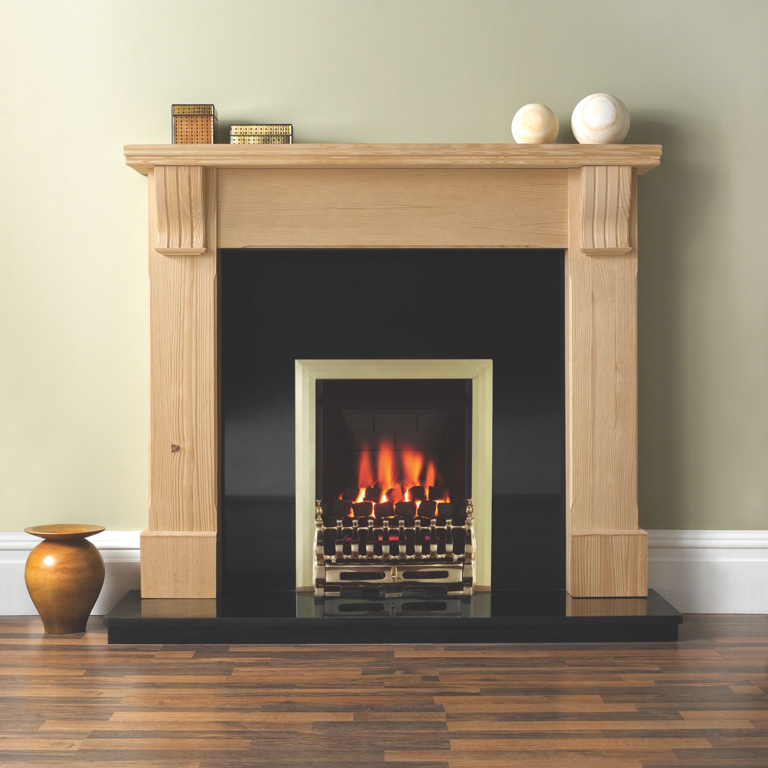Focal Point Blenheim Brass Rotary Control Inset Gas Multiflue Fire 480mm x 108mm x 585mm (95952)