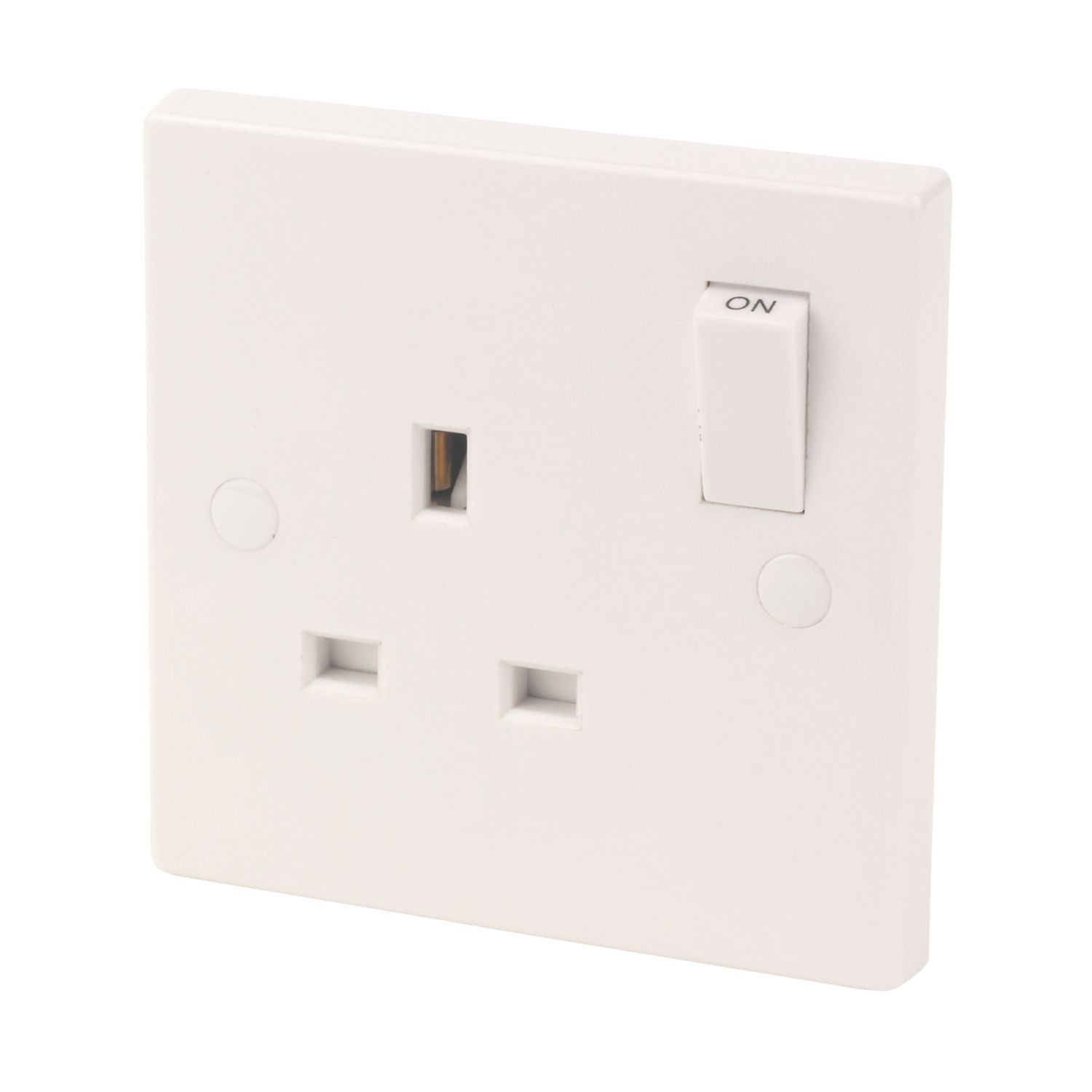 Essentials 13A 1-Gang SP Switched Plug Socket White (9597D)