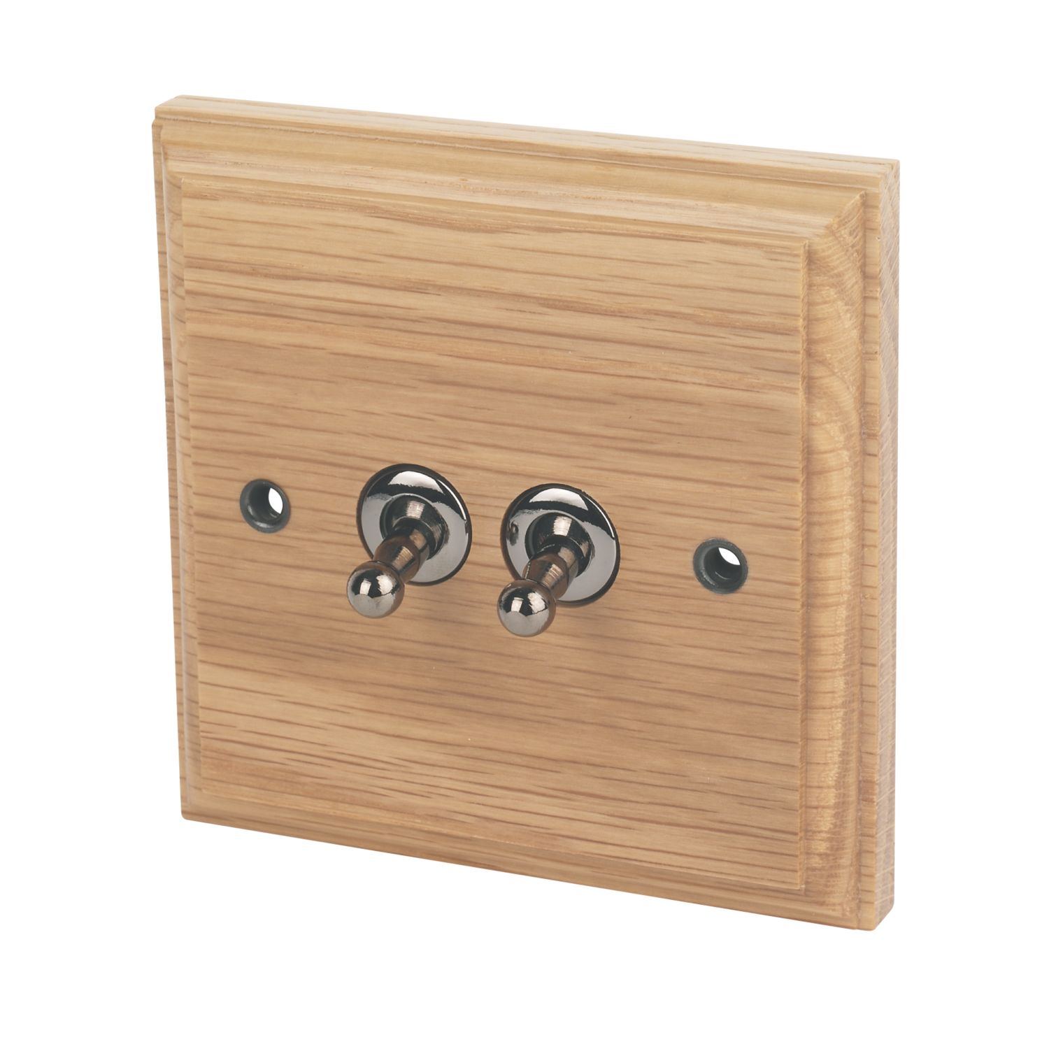Varilight 10AX 2-Gang 2-Way Toggle Switch Classic Oak (9598H)