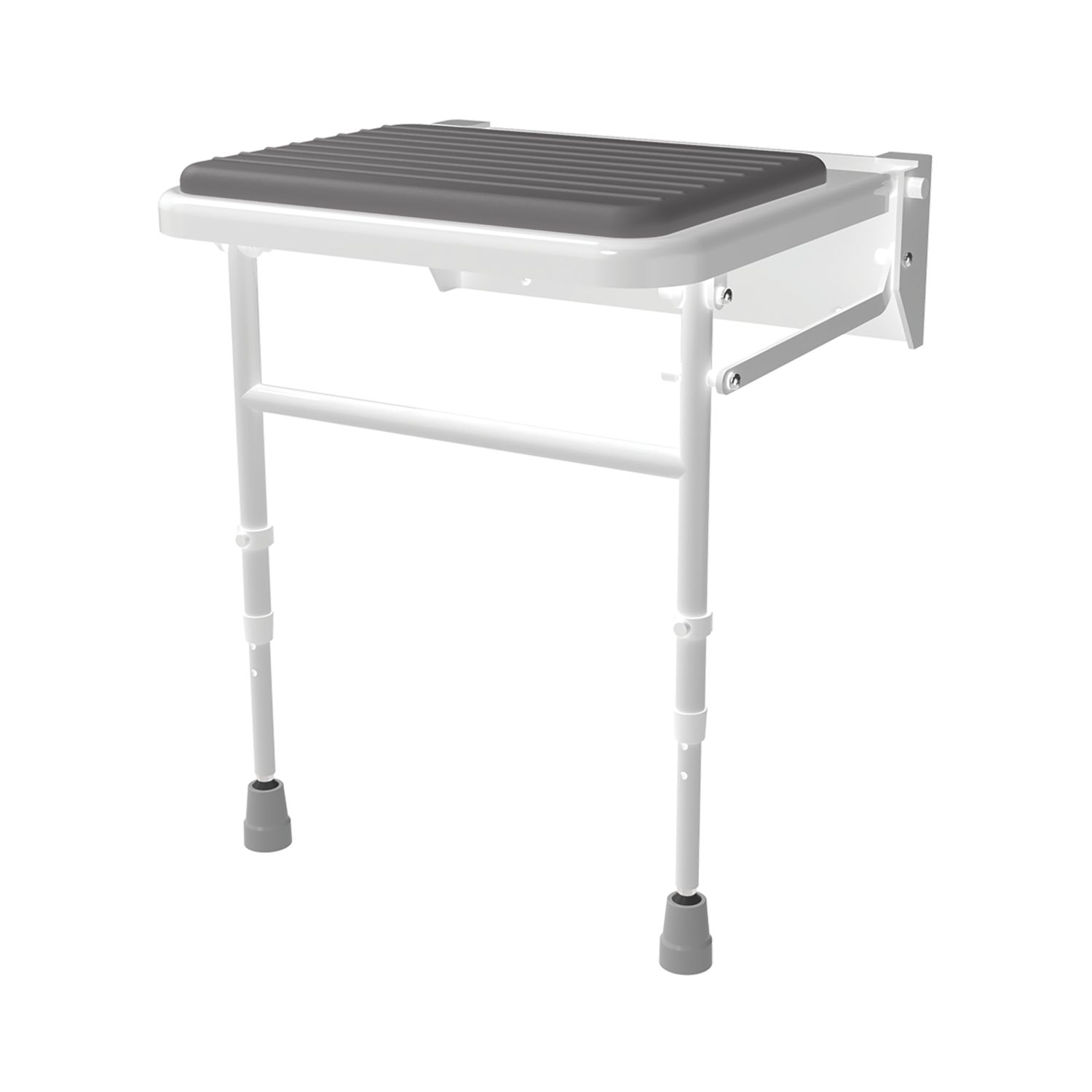 Nymas Wall Mounted Shower Seat with Legs White/Grey (960JM)