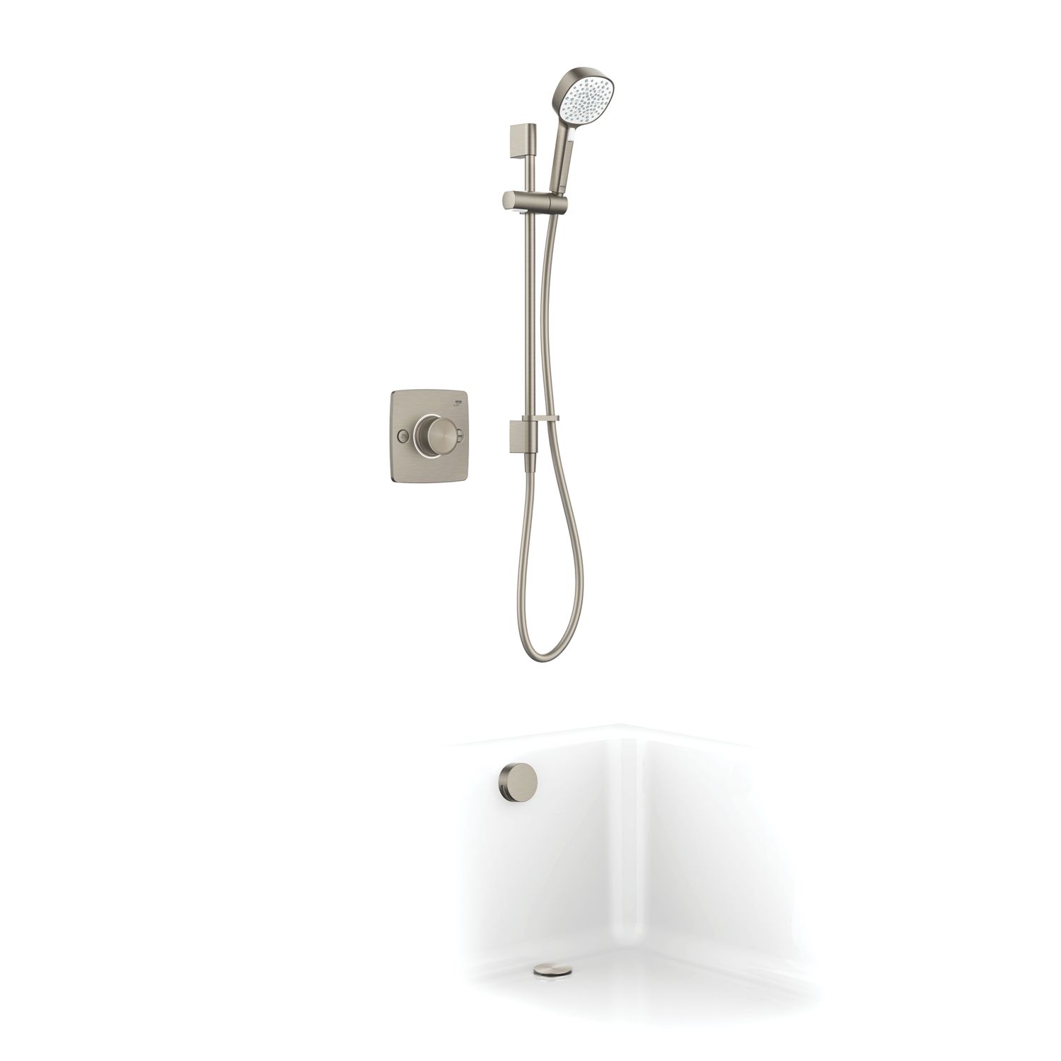 Mira Evoco Rear-Fed Concealed Brushed Nickel Thermostatic Built-In Mixer Shower & Bath Fill (961JF)