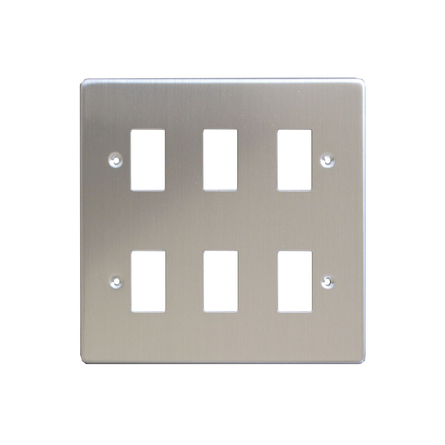 Varilight PowerGrid 6-Module Grid Faceplate Brushed Steel (96314)