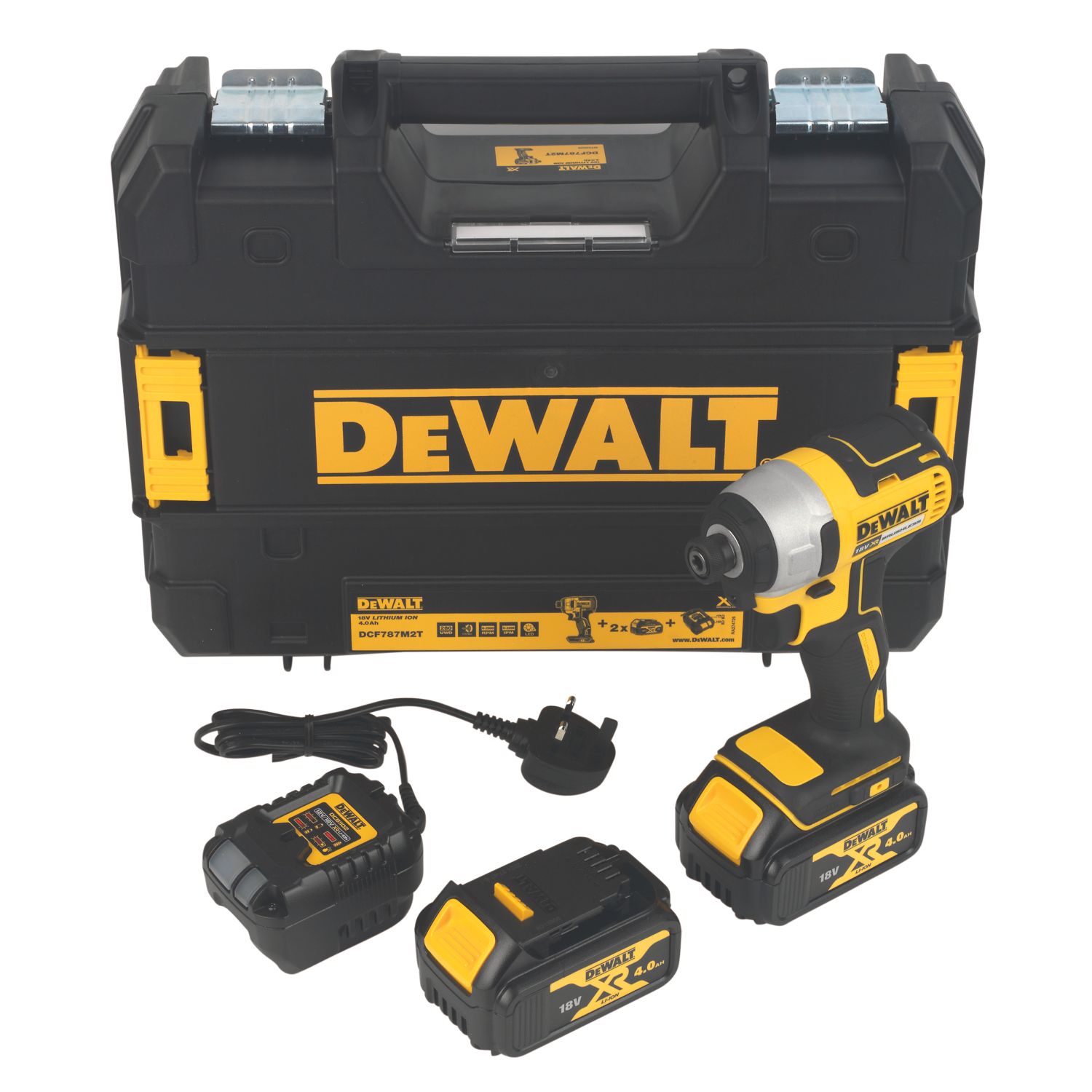 DEWALT DCF787M2T-GB 18V 2 x 4.0Ah Li-Ion XR Brushless Cordless Impact Driver (963HP)