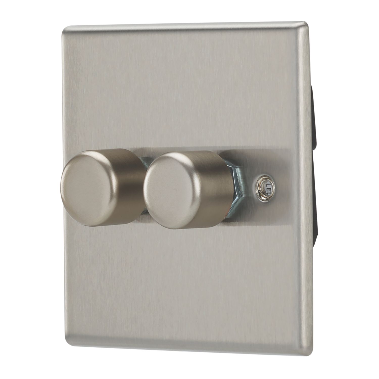 Contactum iConic 2-Gang 2-Way Dimmer Switch Brushed Steel (965RP)