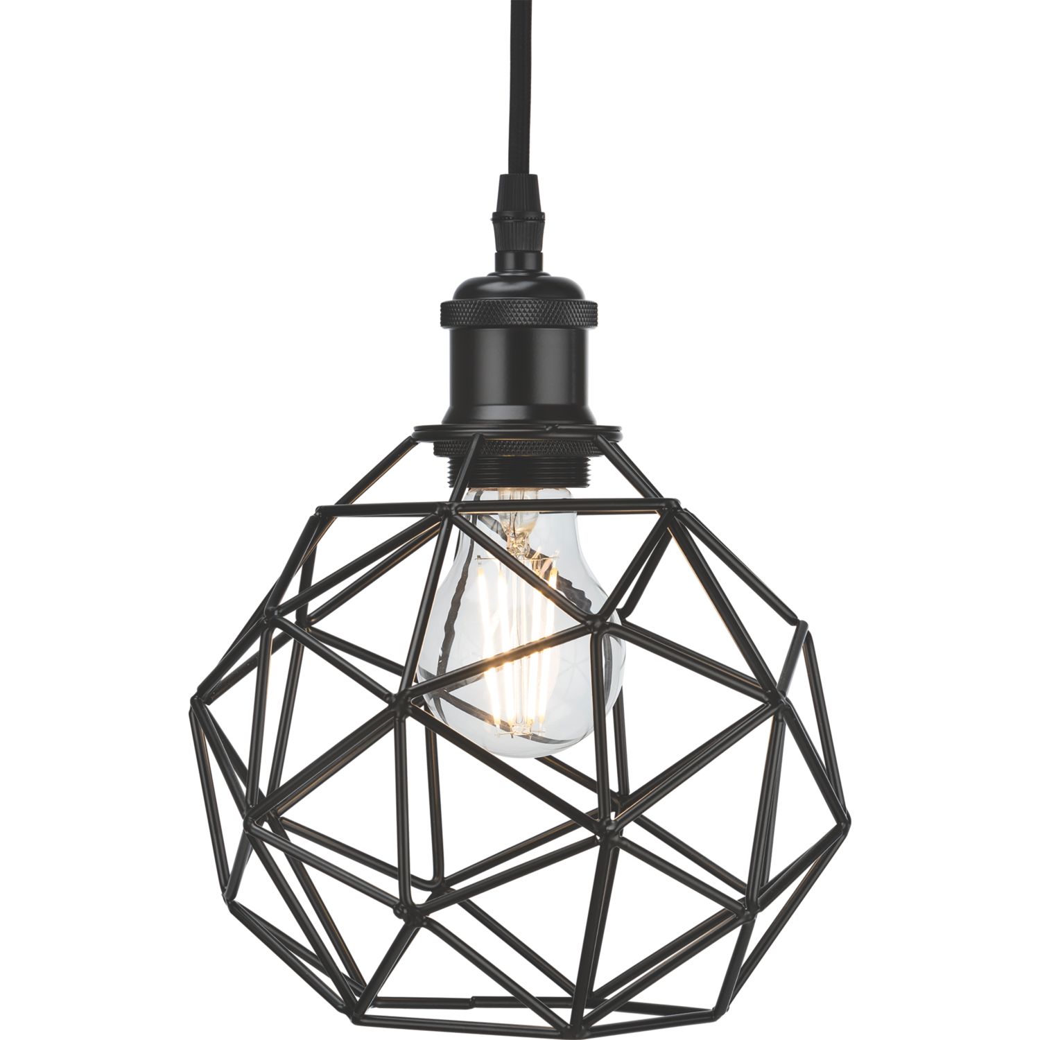 Knightsbridge Matt Black Steel Geometric-Shaped Pendant Cage (966GE)