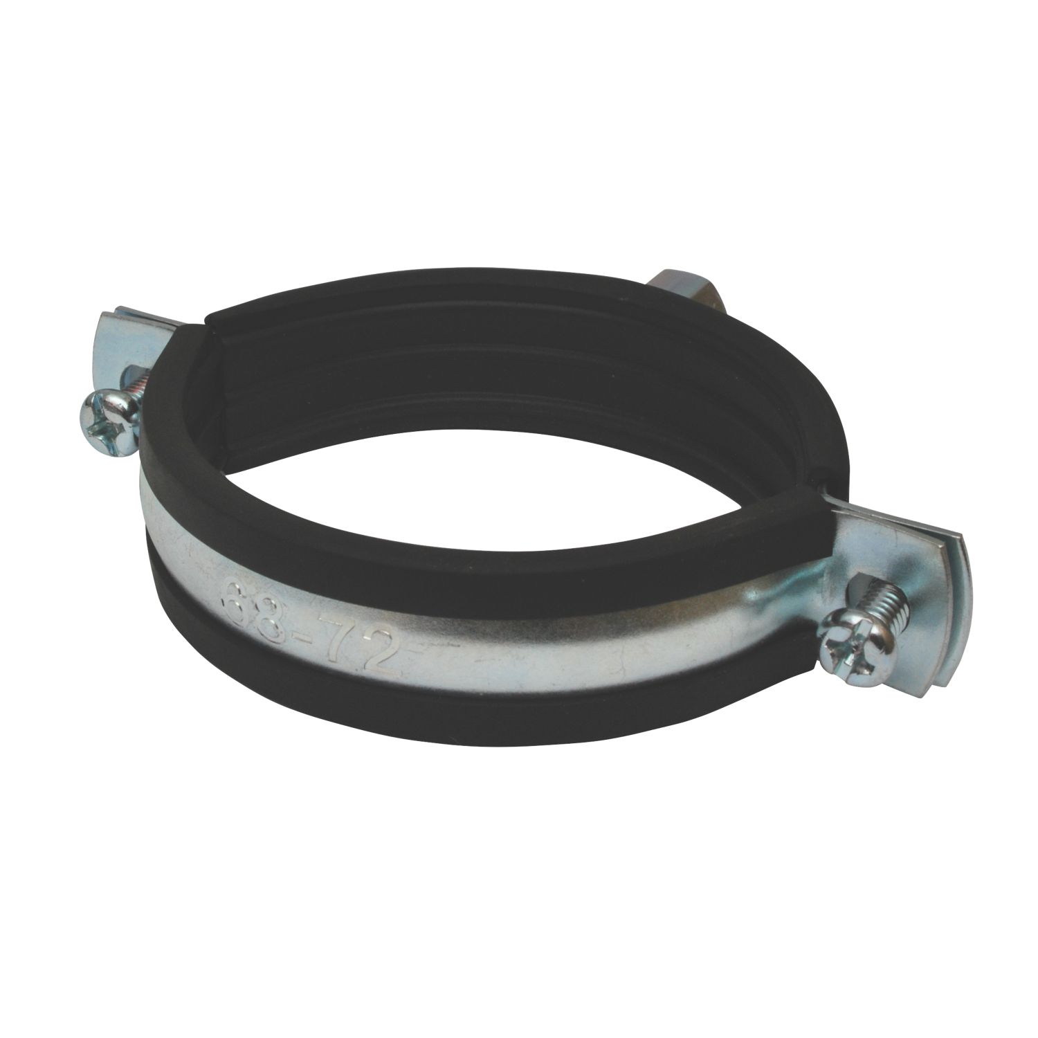 Tesla 68-72mm Rubber-Lined Pipe Clips Black/Steel 2 Pack (9697V)