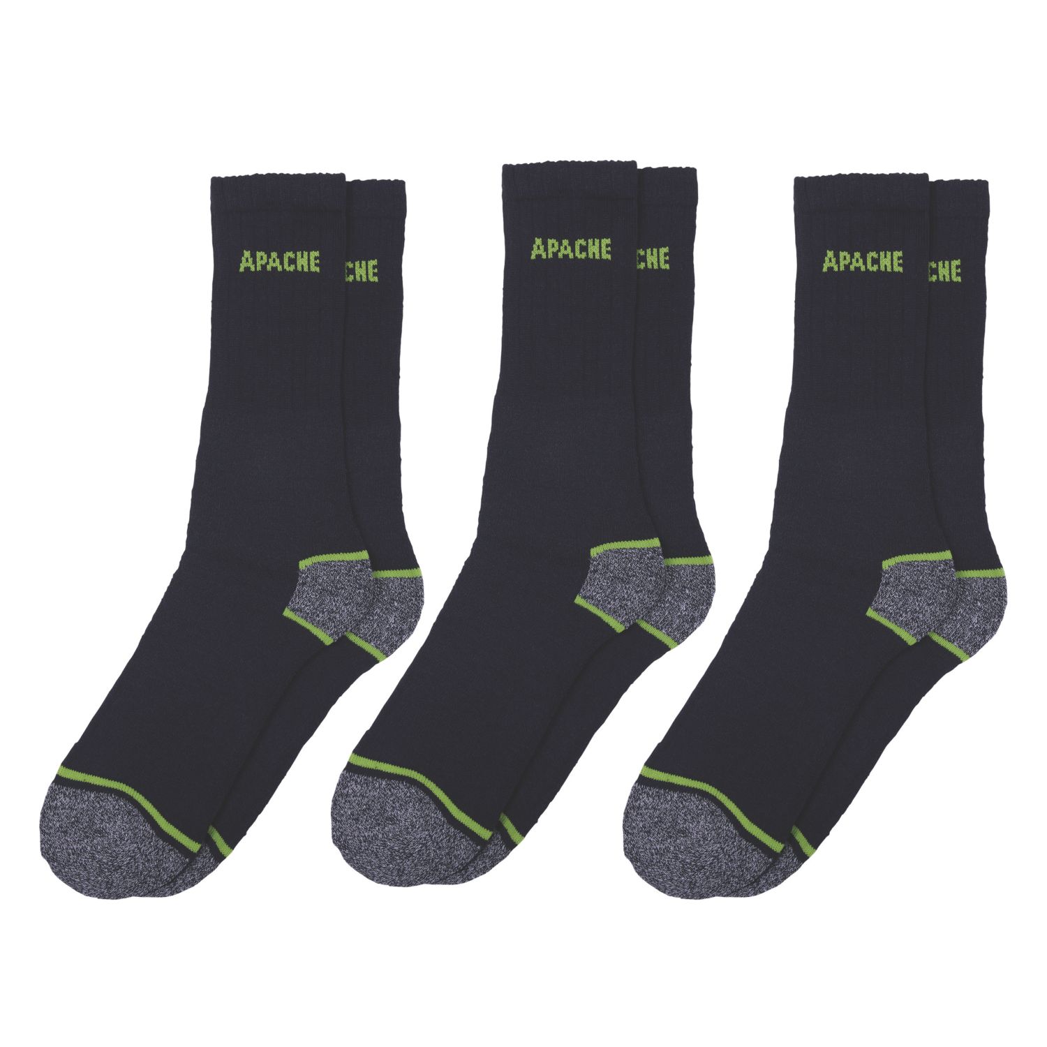 Apache Burlington Socks Black 6-11 3 Pairs (969VN)