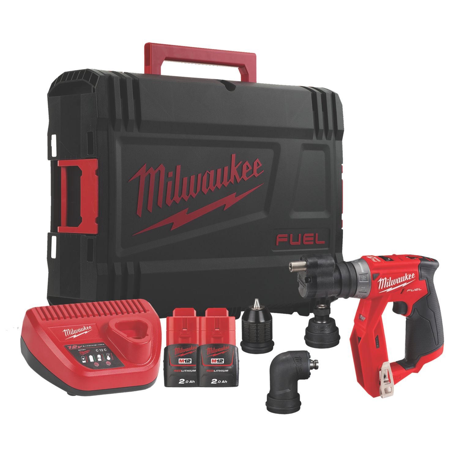 Milwaukee M12FDDXKIT-202X 12V 2 x 2.0Ah Li-Ion RedLithium Brushless Cordless 4 in 1 Drill Driver (969XH)